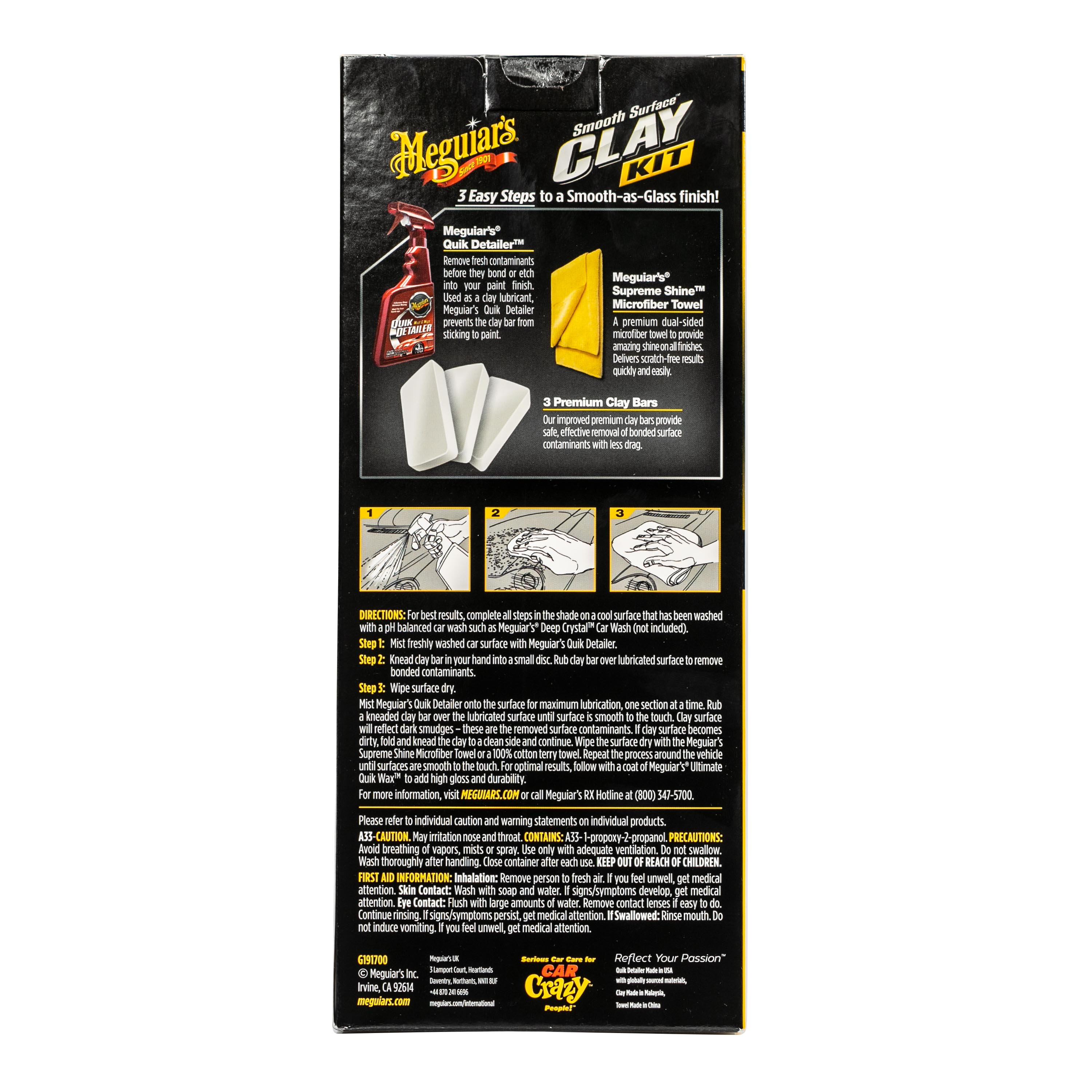 Meguiar's Clay Bar Kit with 2 Pack Clay Bars and Microfiber Towel