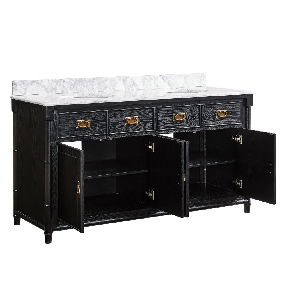 Boston Loft Furnishings Stemdo 63-in Black with White and Gray Marble ...