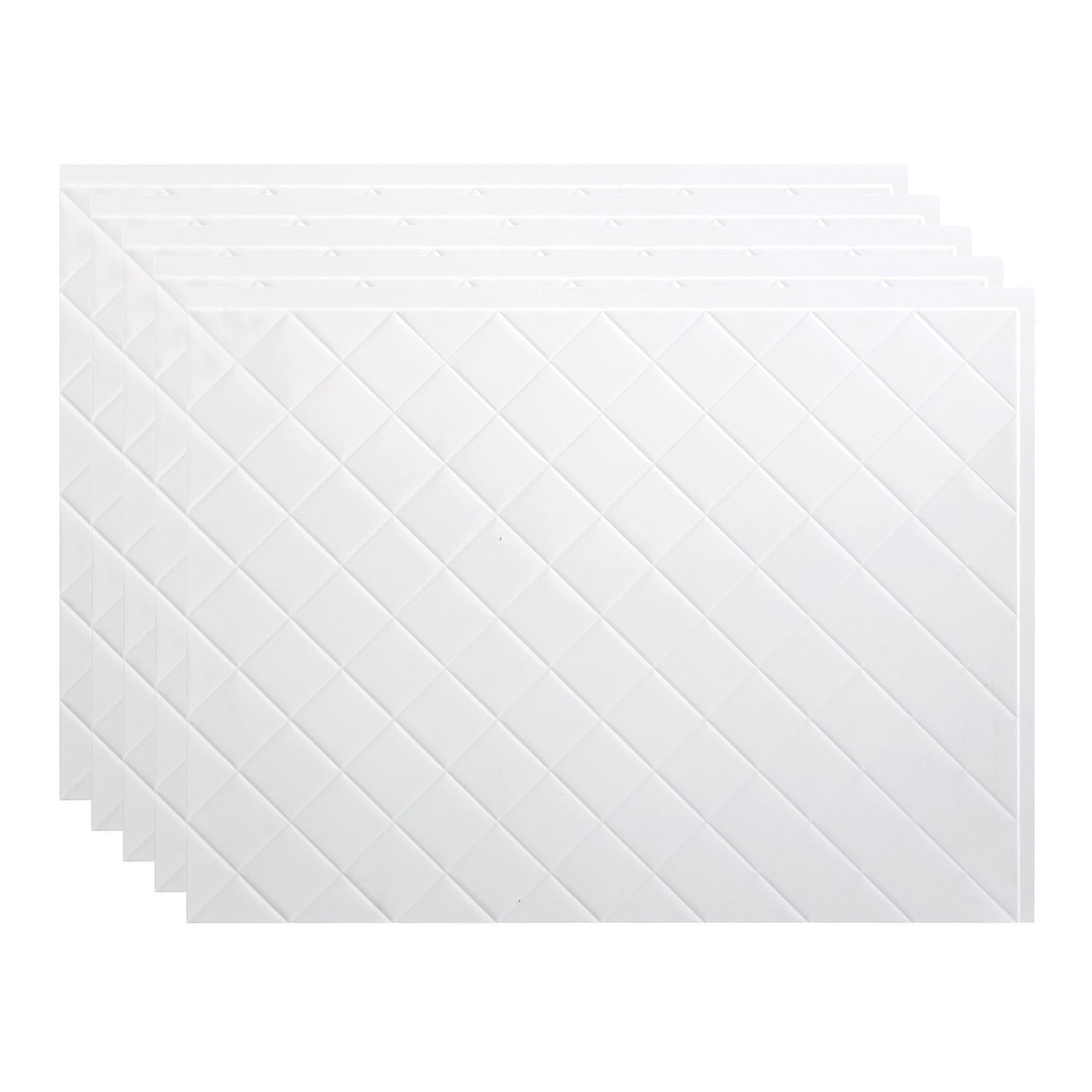 Fasade PB5401 Quilted 18.25-in x 24.25-in Vinyl Matte White Backsplash Panels 5.0 -Pack