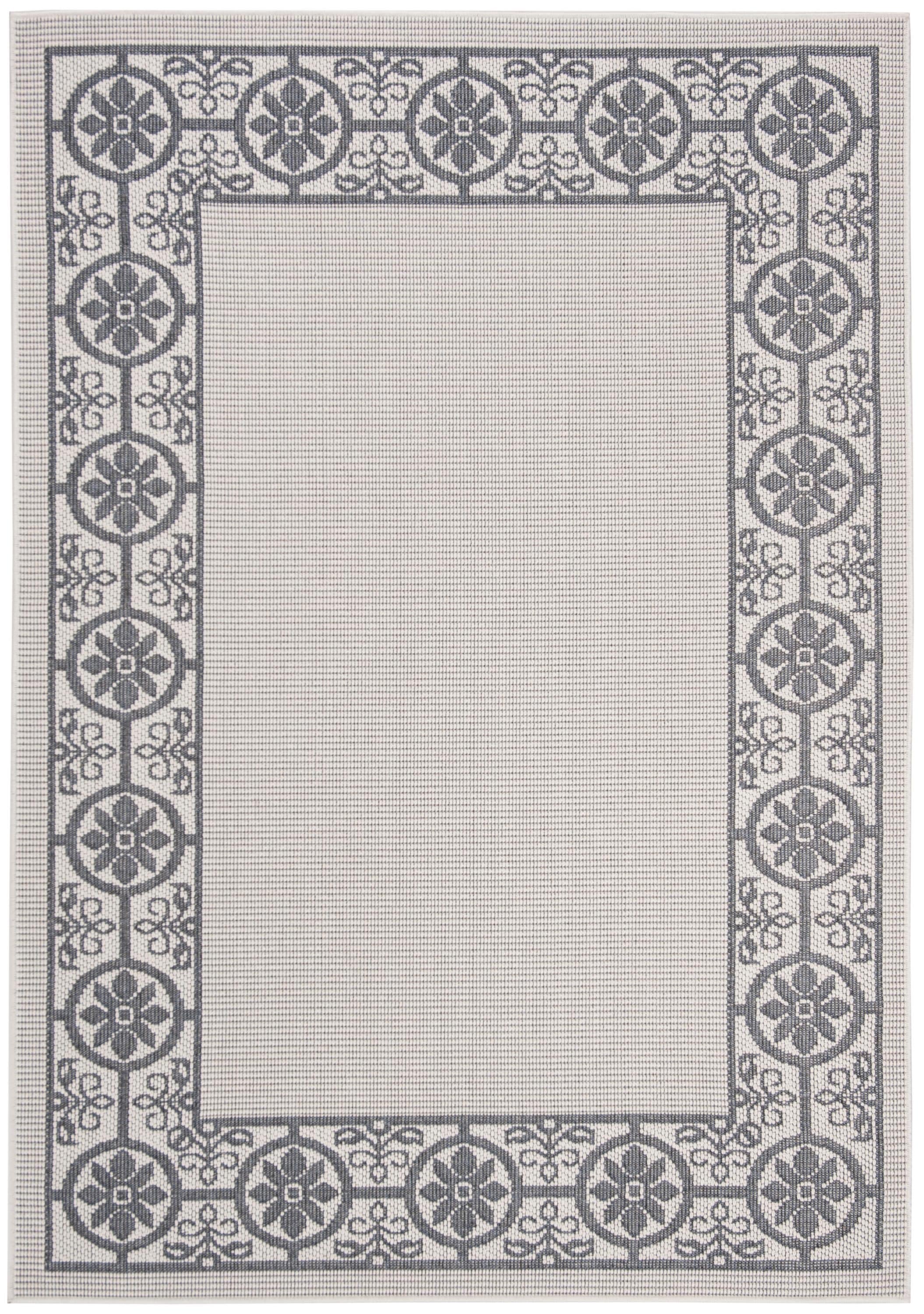 Safavieh BMU815A-9 Bermuda Pembroke 9 x 12 (ft) Loomed Polypropylene Ivory/Charcoal Rectangular Indoor/Outdoor Floral/Botanical Coastal Area rug