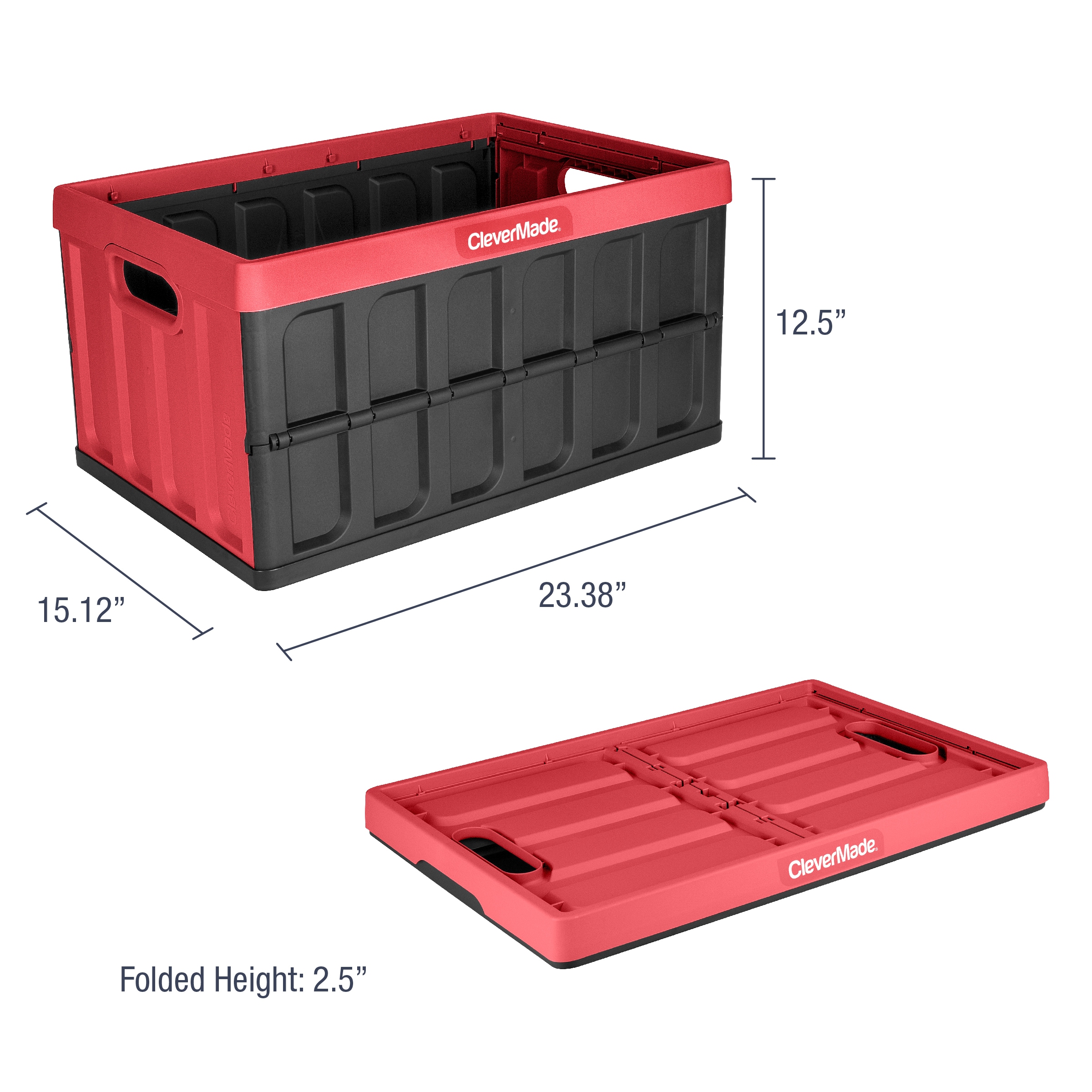 CleverMade 62L Collapsible, Stackable, Plastic Storage Bins