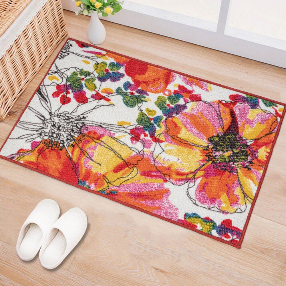 Modern Bright Flowers Non-Slip Area Rug Multi - 5'3 x 7'3