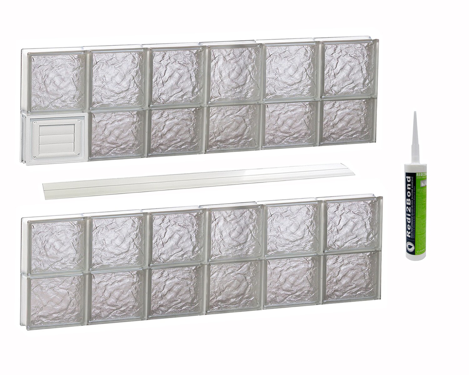 REDI2SET D4826IS Ice Glass 46-1/2-in x 25-in Frameless Replacement Dryer vent Glass Block Window