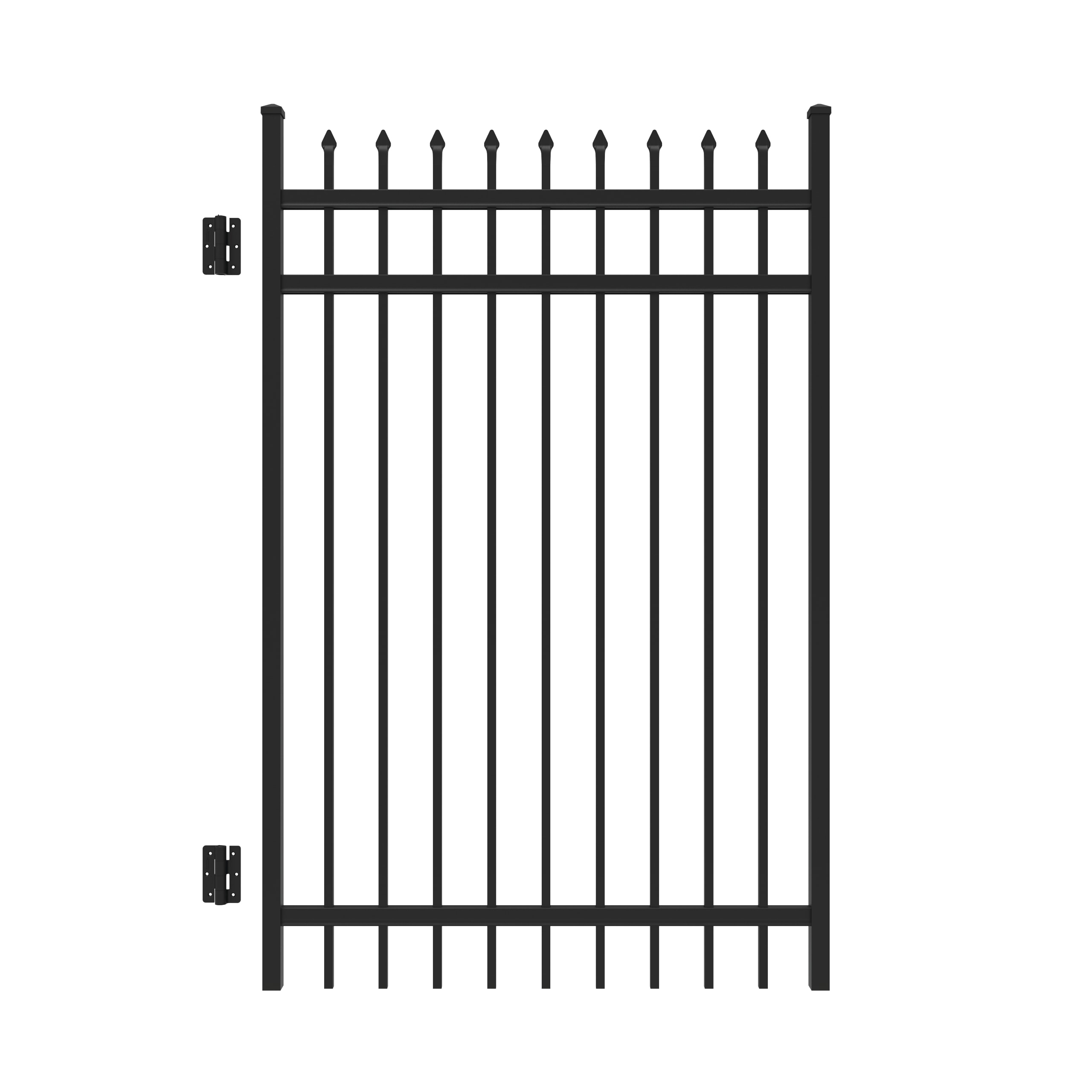 Freedom 73010258 Providence 6-ft H x 4-ft W Black Aluminum Decorative Walk-thru Spaced picket Fence gate