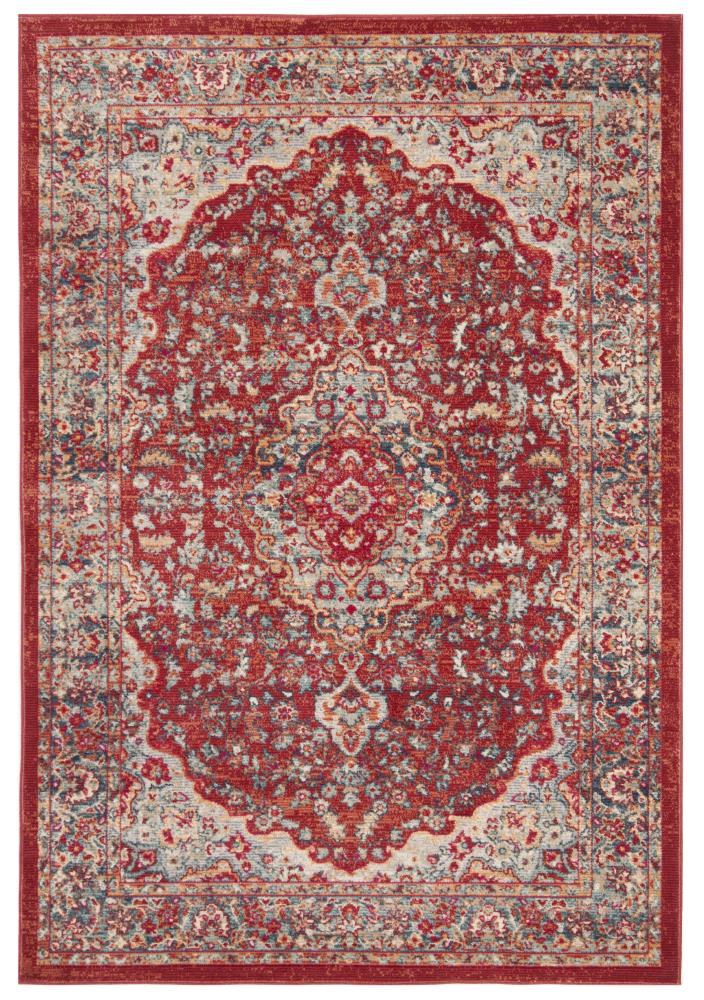 Safavieh Merlot Yazat 5 x 8 Red/Aqua Indoor Floral/Botanical Oriental Area Rug Safavieh Merlot Yazat 5 x 8 Red/Aqua Indoor Floral/Botanical Oriental Area Rug