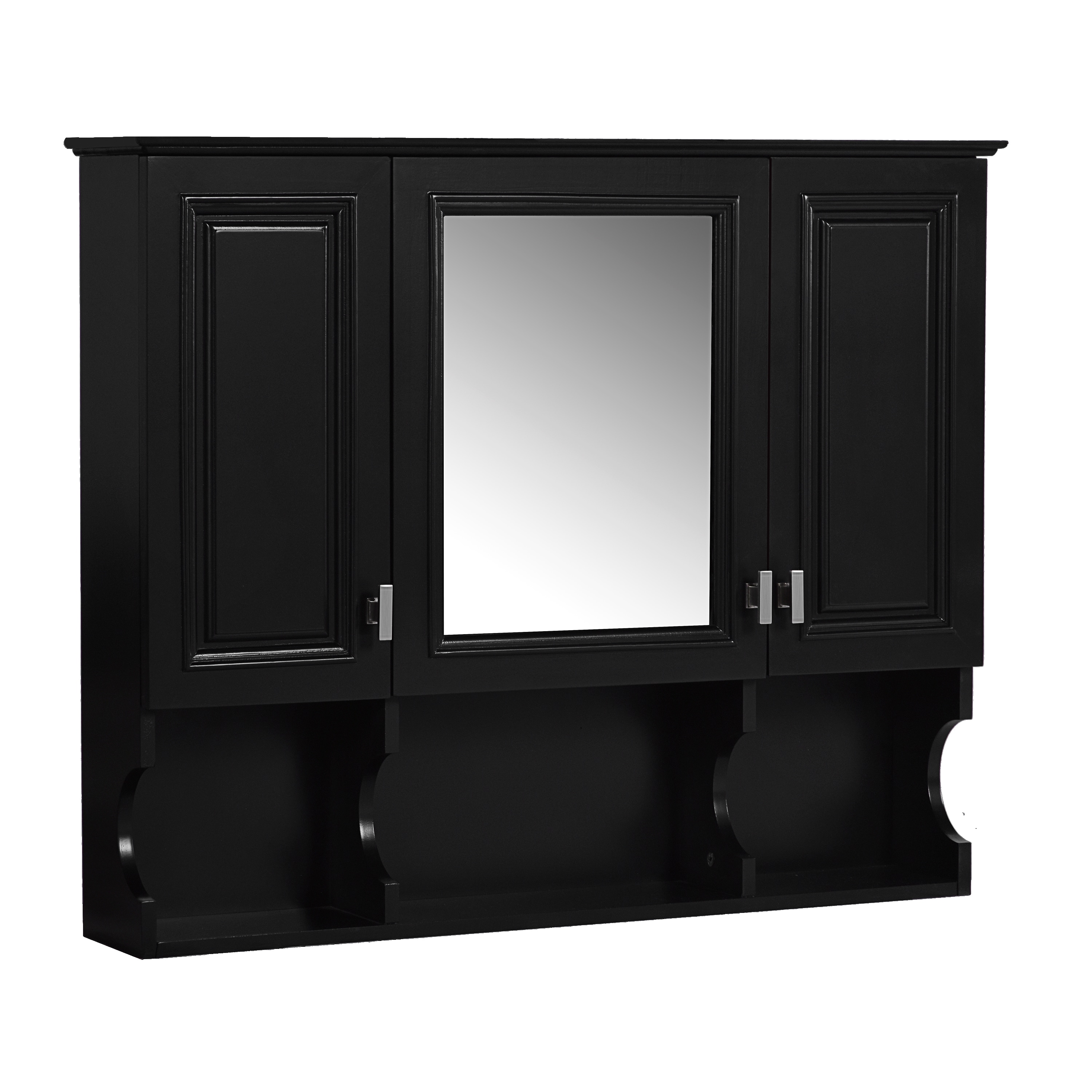 BEARSOLIM 35-in x 28-in Wall Mounted Bathroom Medicine Cabinet with Mirror Open Shelves