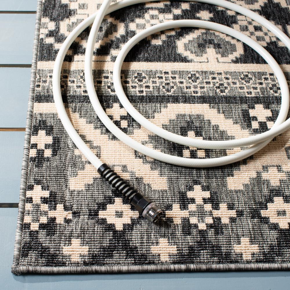 Transitional Easy-Care 8' x 10' Grey/Beige Synthetic Area Rug