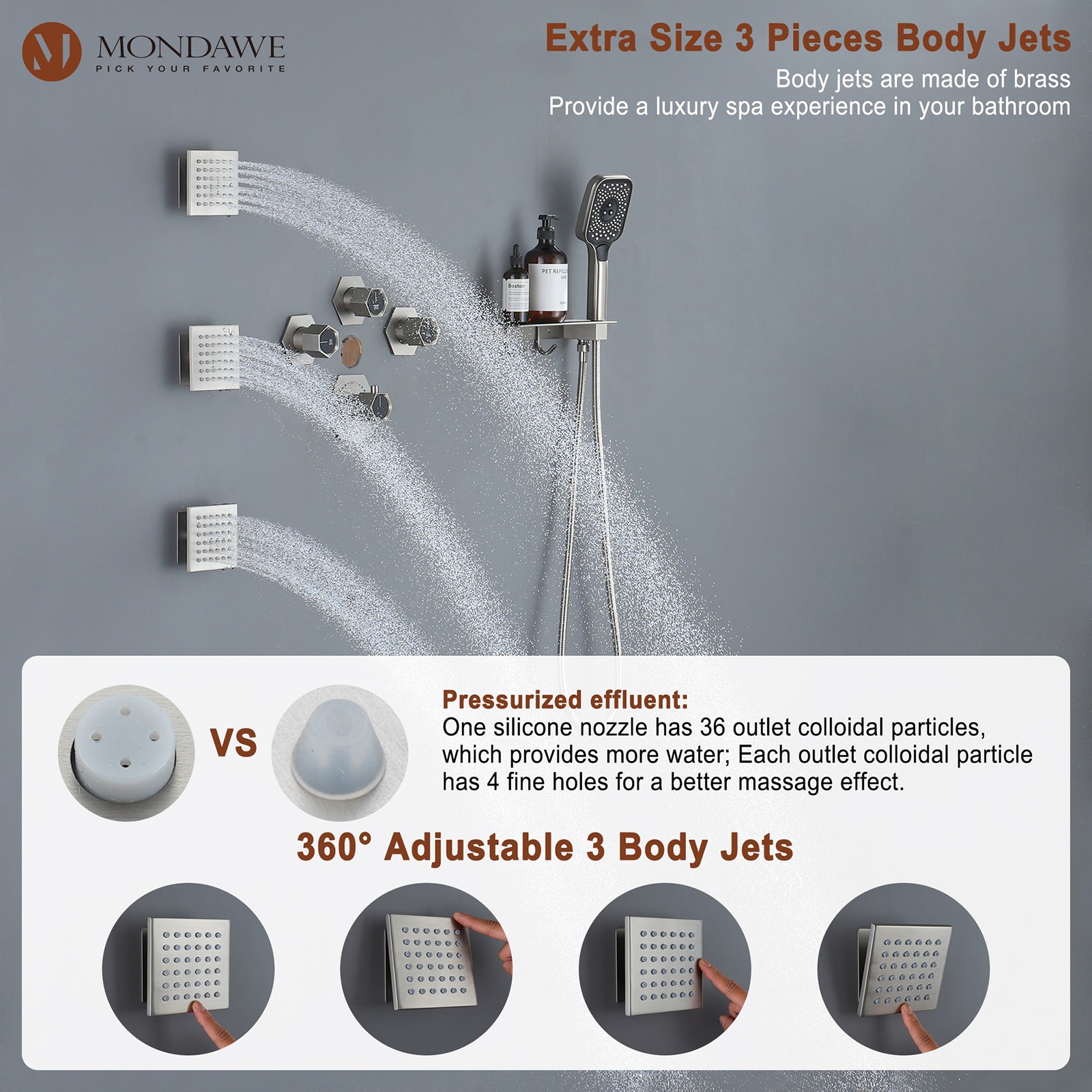 Mondawe MO-DT161MB Showerhead-Bar-Panels - View #9