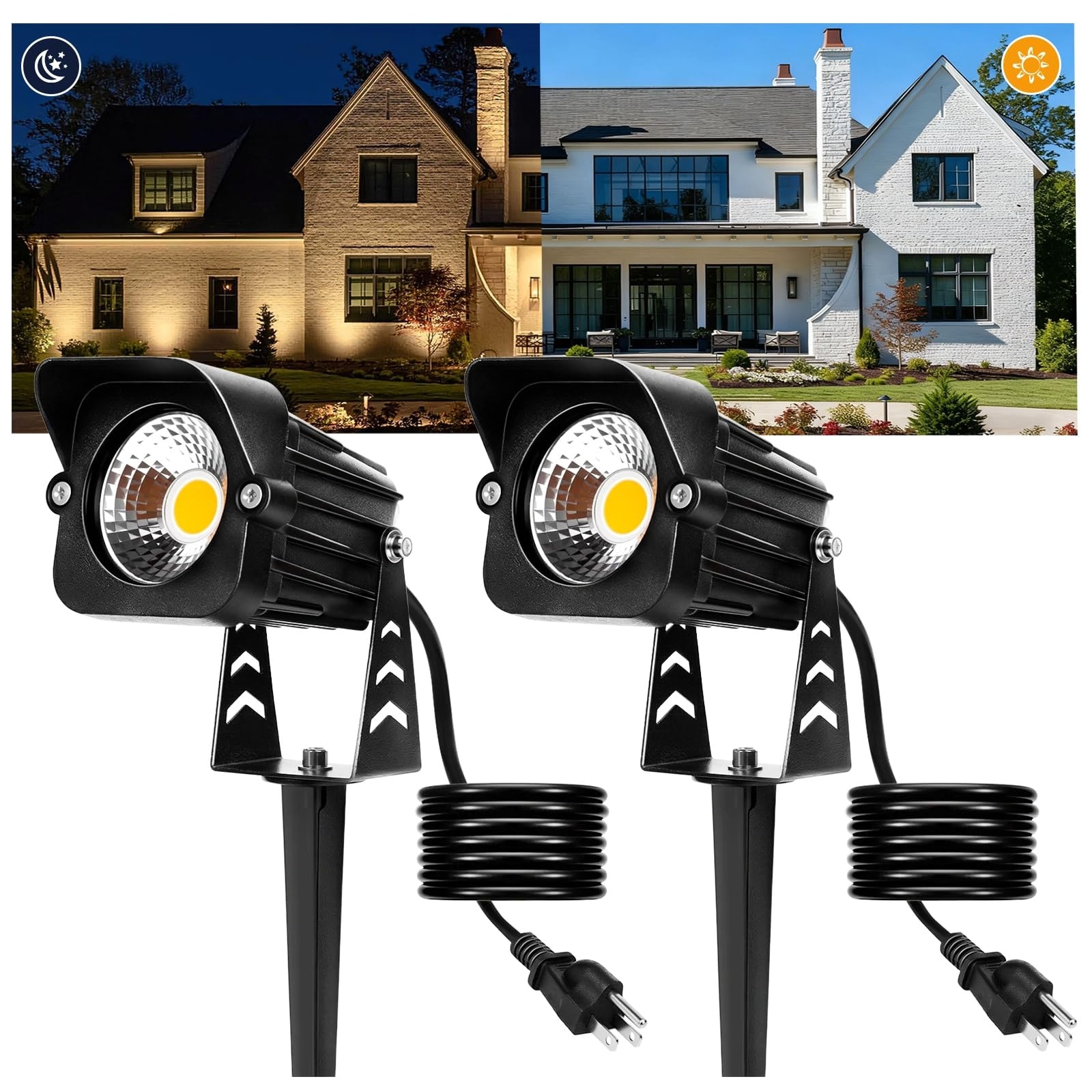 Lukvuzo -  Dusk to Dawn Outdoor LED Spotlight 15W 1620 Lumens 3000K Warm White IP65 Waterproof wi...