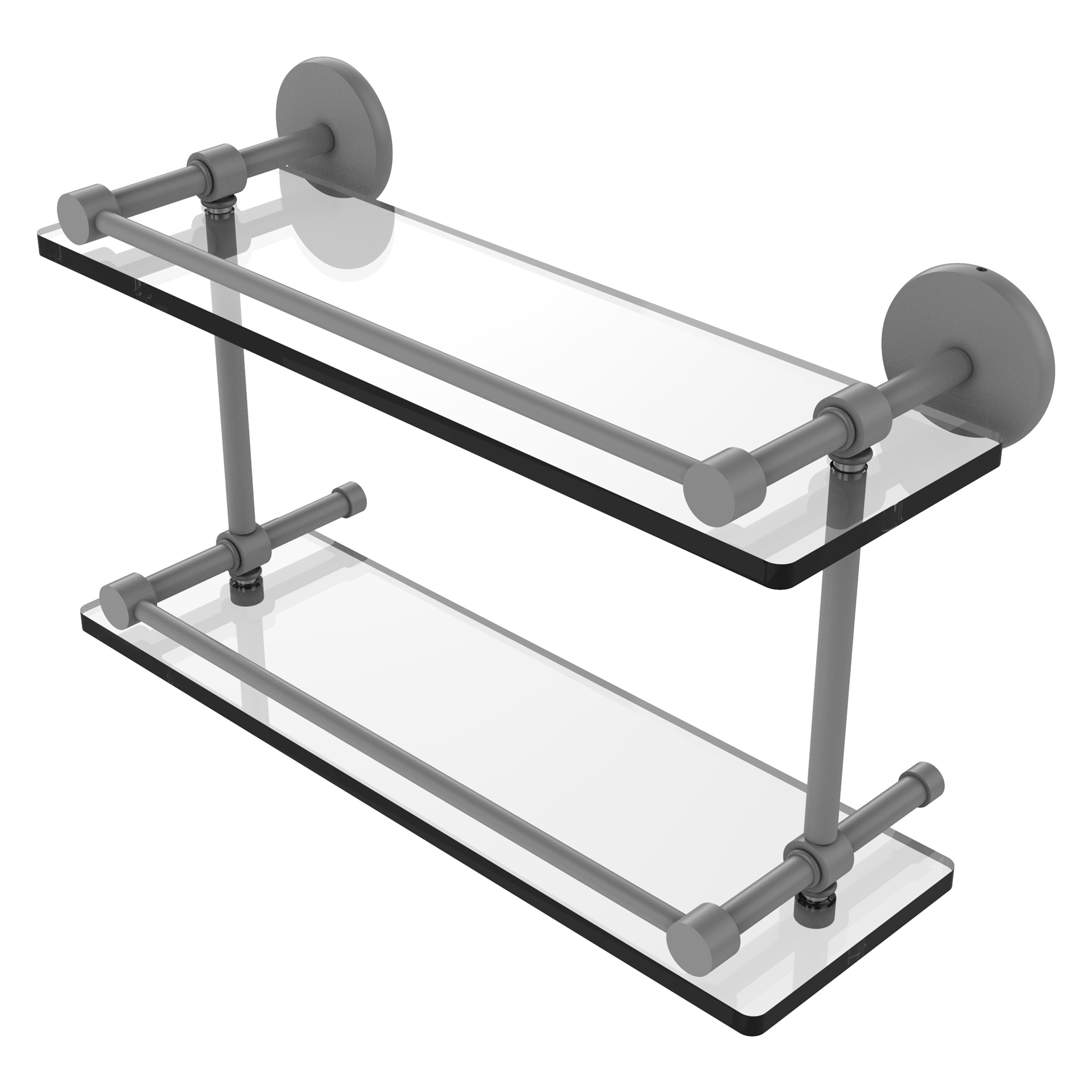 Allied Brass P1000-2/16-GAL-GYM Prestige Skyline Matte Gray 2 -Tier Wall mount Bathroom Shelf ( 16-in x 8-in x 5-in )