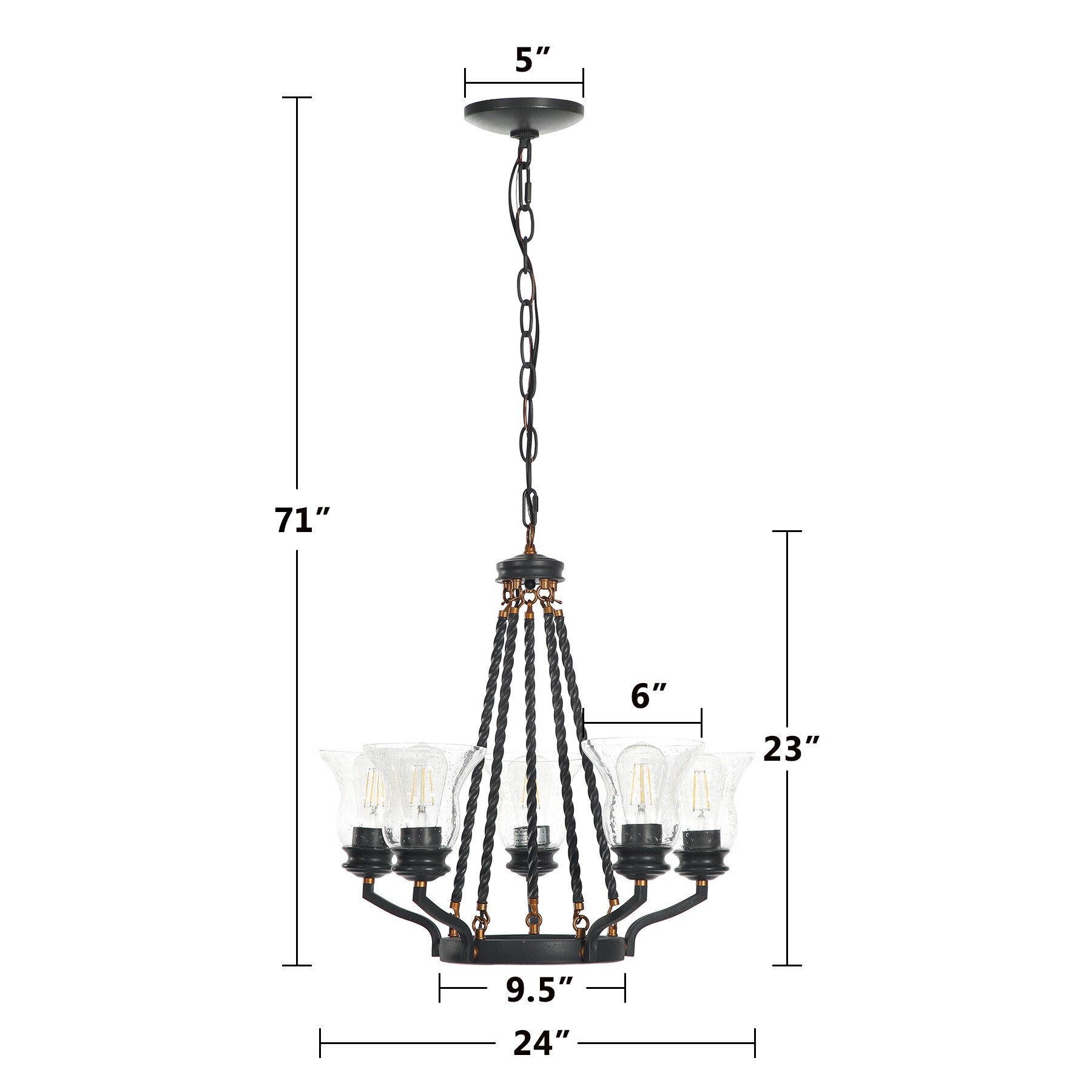 Tribesigns Diana 5-Light Sanded Gray Rustic Dry Rated Chandelier at ...