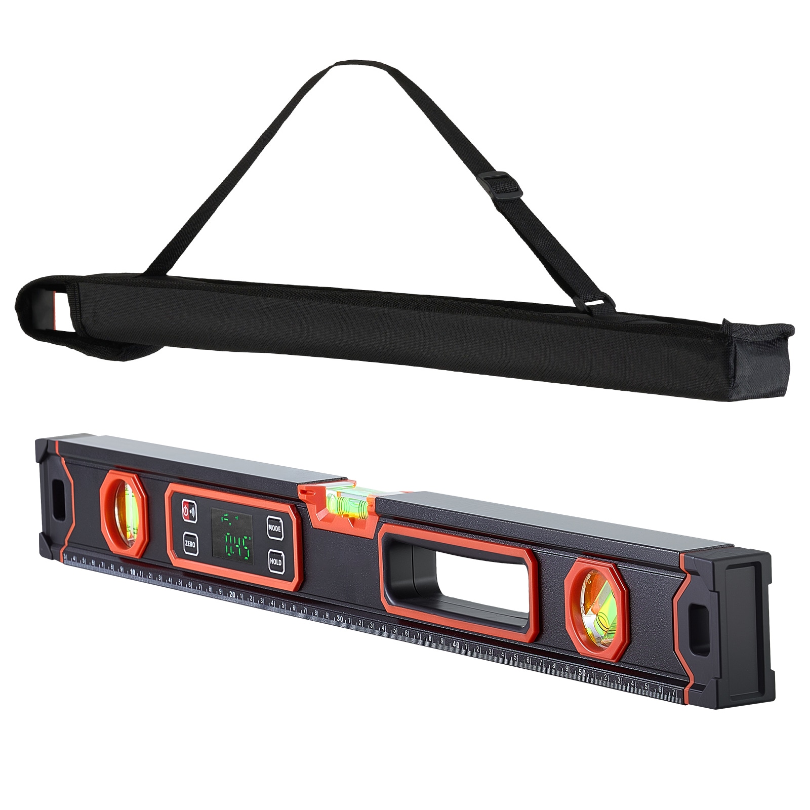 VEVOR Digital Level  24 in Length  Magnetic Electronic Level with LED Backlit Display  360 degrees Electronic Leveler Tool with 0 degrees/45 degrees/90 degrees Bubble Vials  IP54 Rating for Construction Carpentry Home Renovation