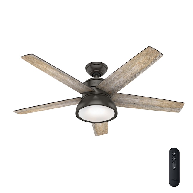 Hunter Abernathy 52 In Noble Bronze Led Indoor Downrod Or Flush Mount Ceiling Fan With Light Remote 5 Blade The Fans Department At Com - How To Install Hunter Ceiling Fan With Light Kit