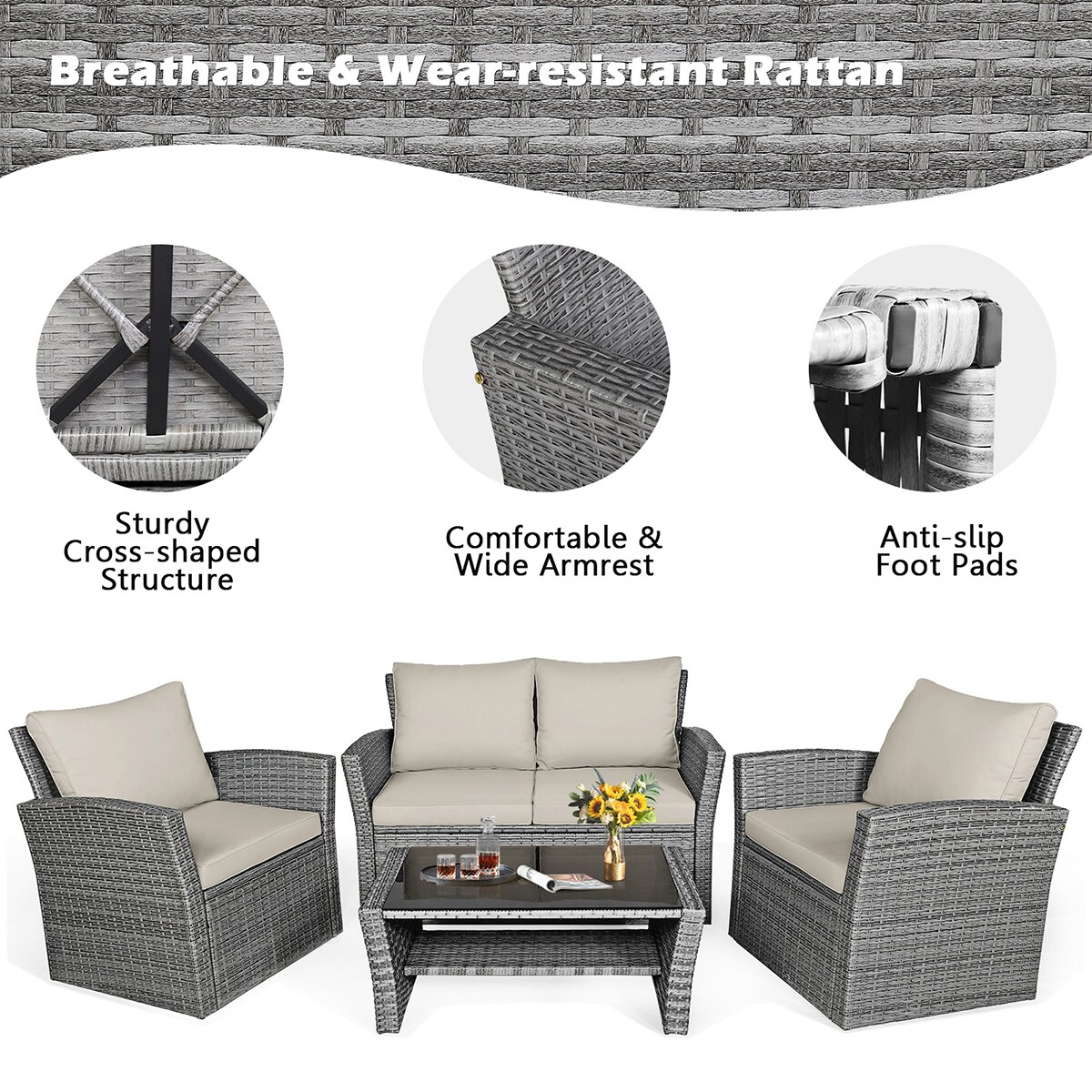 WELLFOR OUG67841ABN+ Patio-Conversation-Sets - View #13