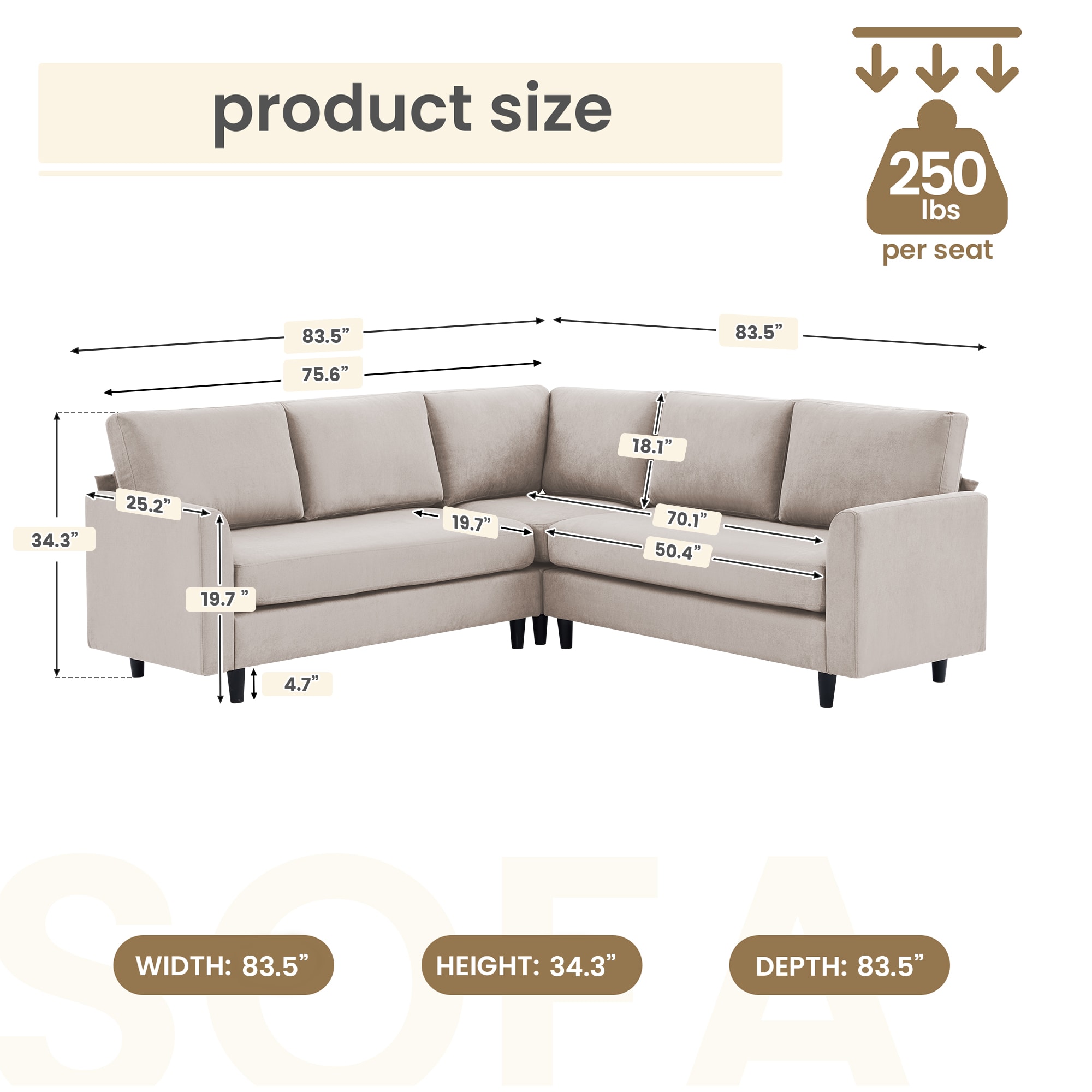 VOUA SAF-XNE3R1G-GY Sofas-Loveseats - View #9