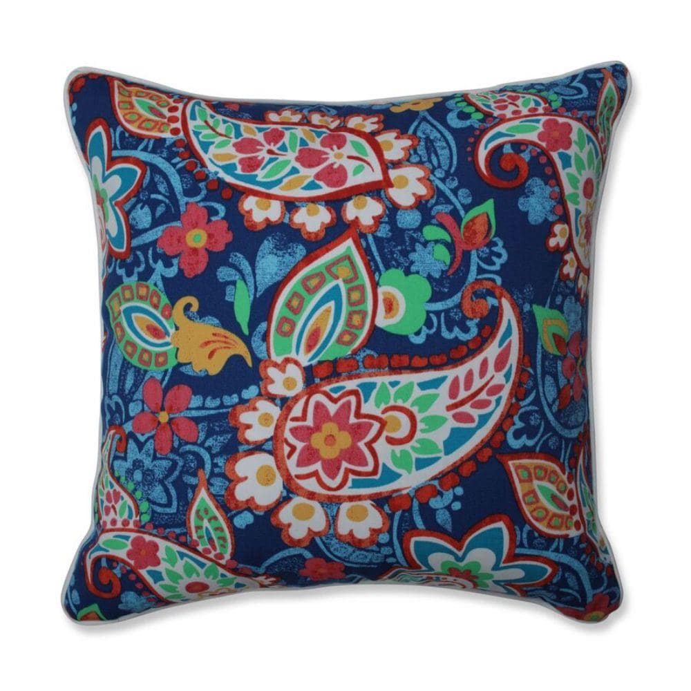 Pillow Perfect Paisley Party Blue 2-Piece 18-1/2-in x 18-1/2-in Blue ...