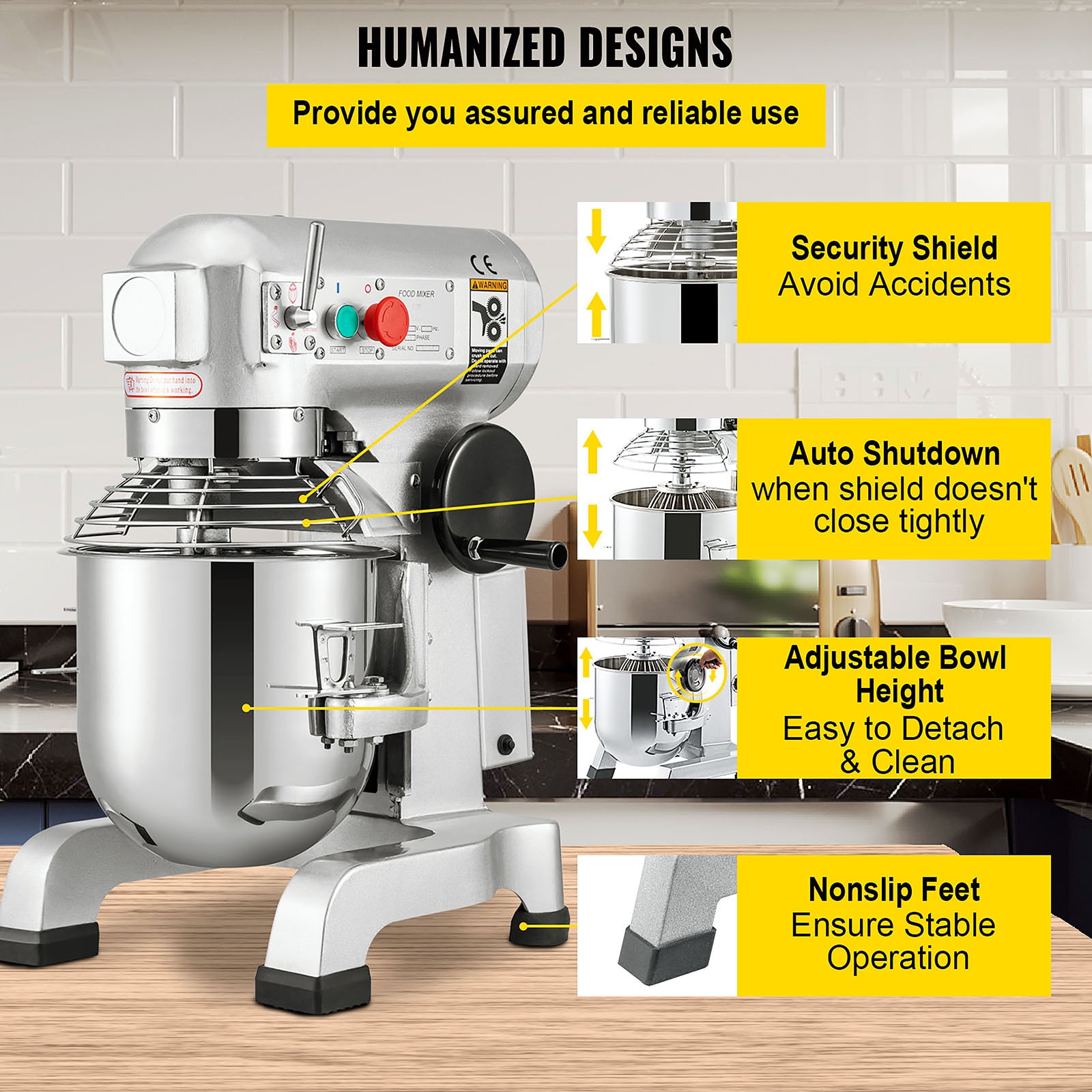 Commercial Cream Food Mixers With Bowl Trolley CE Approved Electric Whisk  Mixer