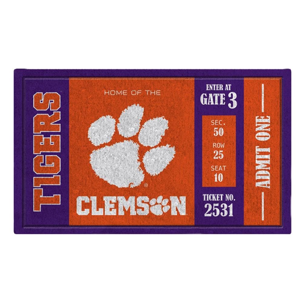 Team Sports America 41LM912 Clemson Tigers 2-ft x 3-ft Multi PVC Rectangular Outdoor Decorative Sports Door Mat