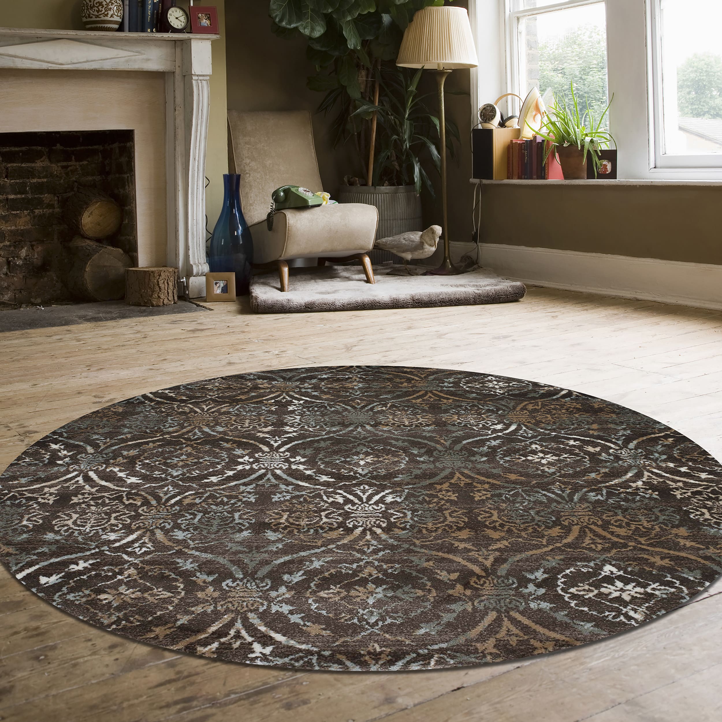 Radici USA 3746/1034/BROWN Pisa 5 x 5 (ft) Polypropylene Brown Round Indoor Abstract Bohemian/Eclectic Area rug