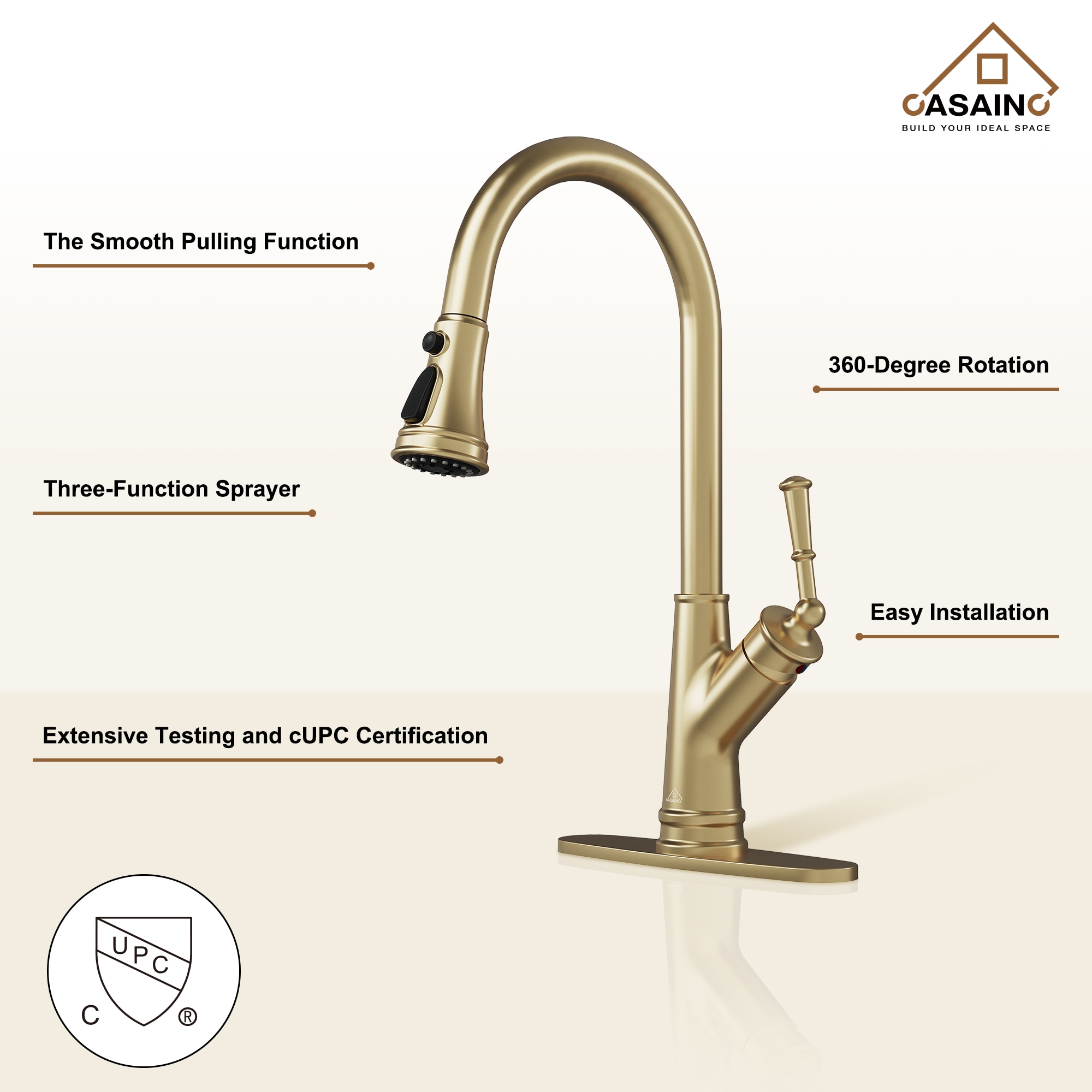CASAINC CA-D4185-BG Kitchen-Faucets - View #5