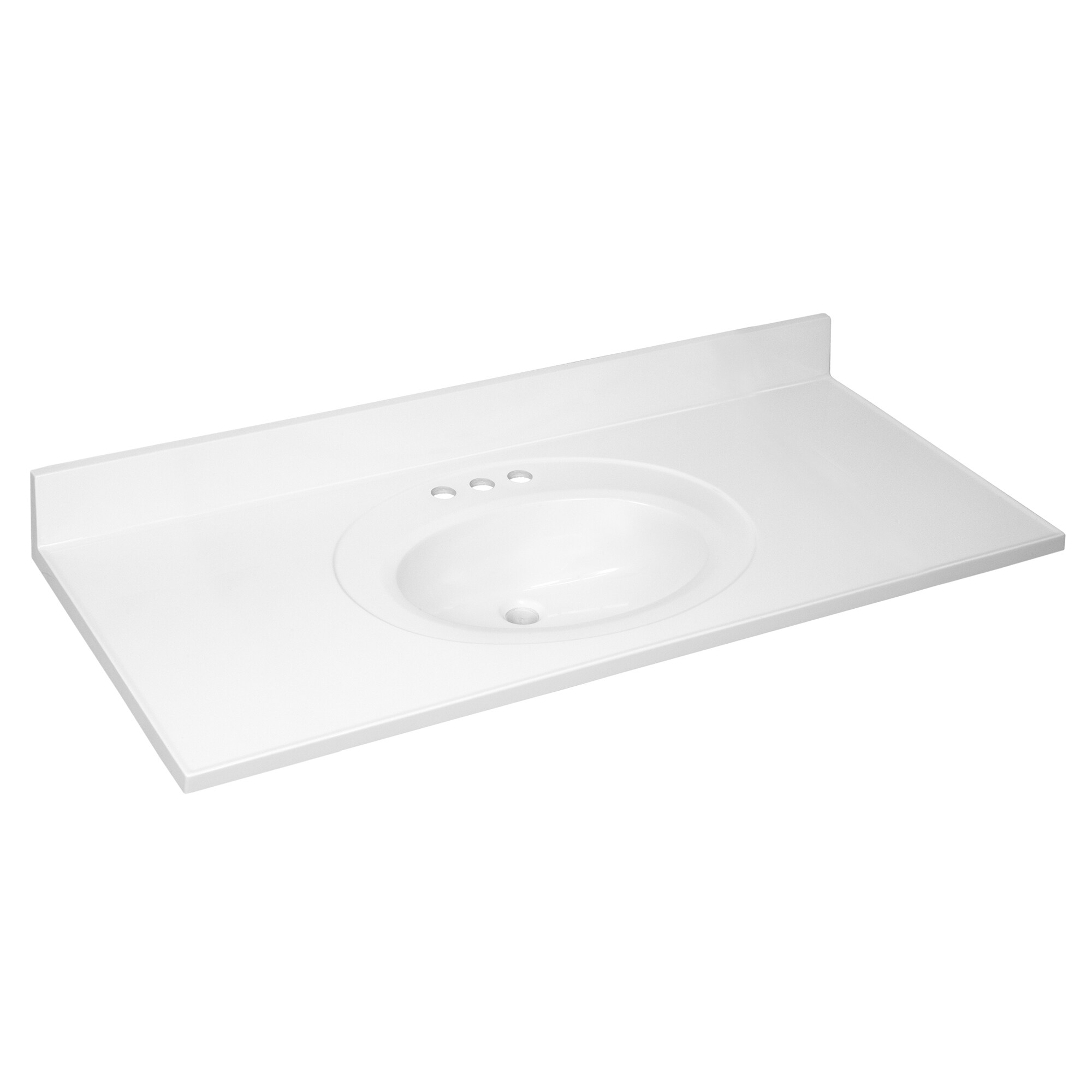 Design House 586255 49-in x 22-in Solid White Cultured Marble Integral Single Sink 3-Hole Bathroom Vanity Top