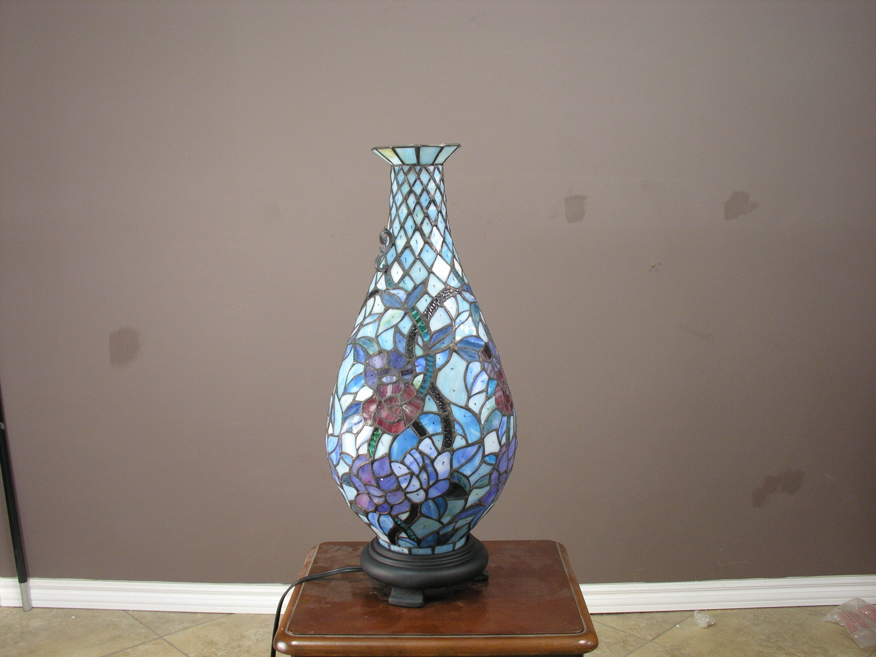 Warehouse of Tiffany DYTFV1020BTL 21-Inches Blue LED Buffet Table Lamp with Tiffany-style Shade
