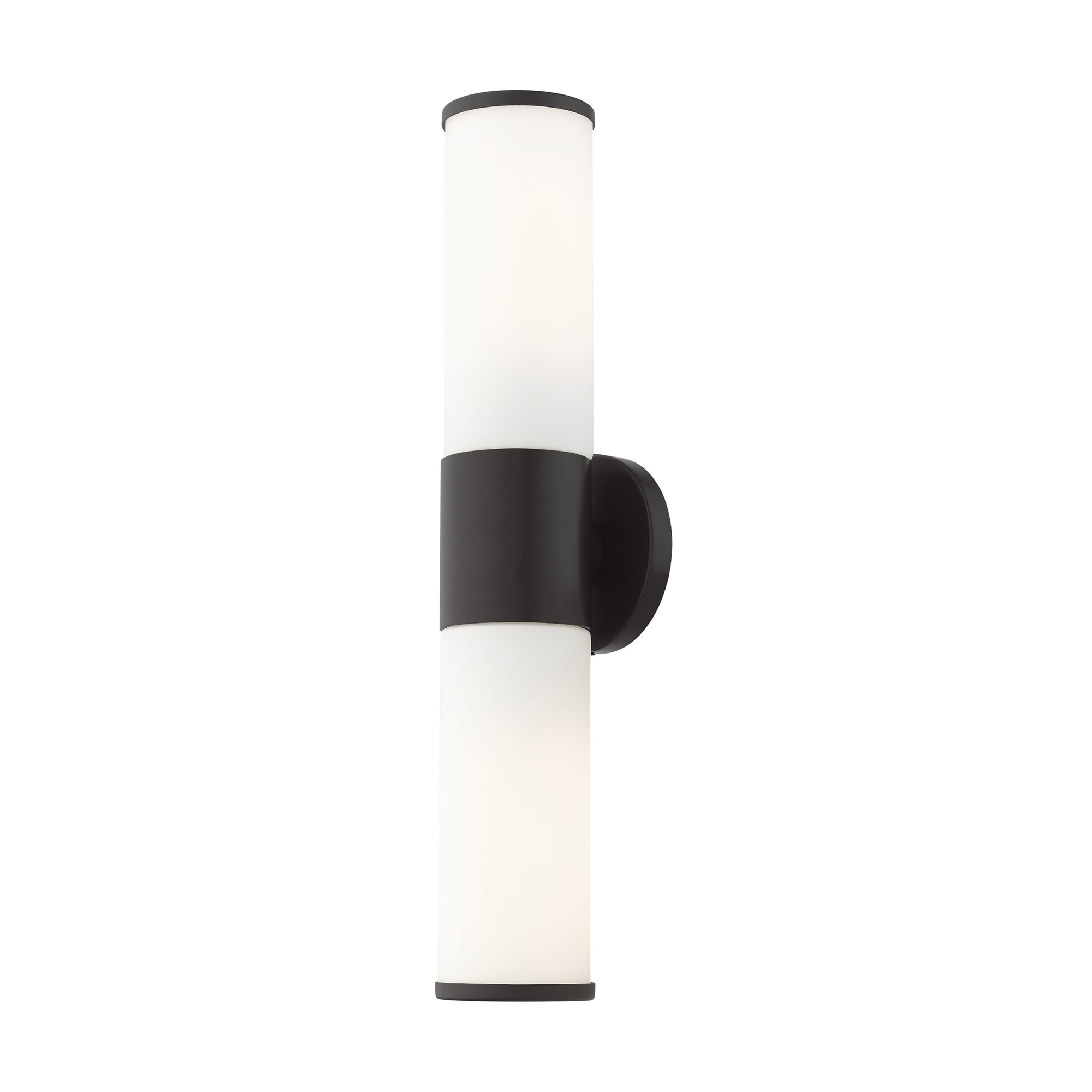 Sleek Urban Black Bronze 2-Light Outdoor Vanity with Satin Opal White Glass