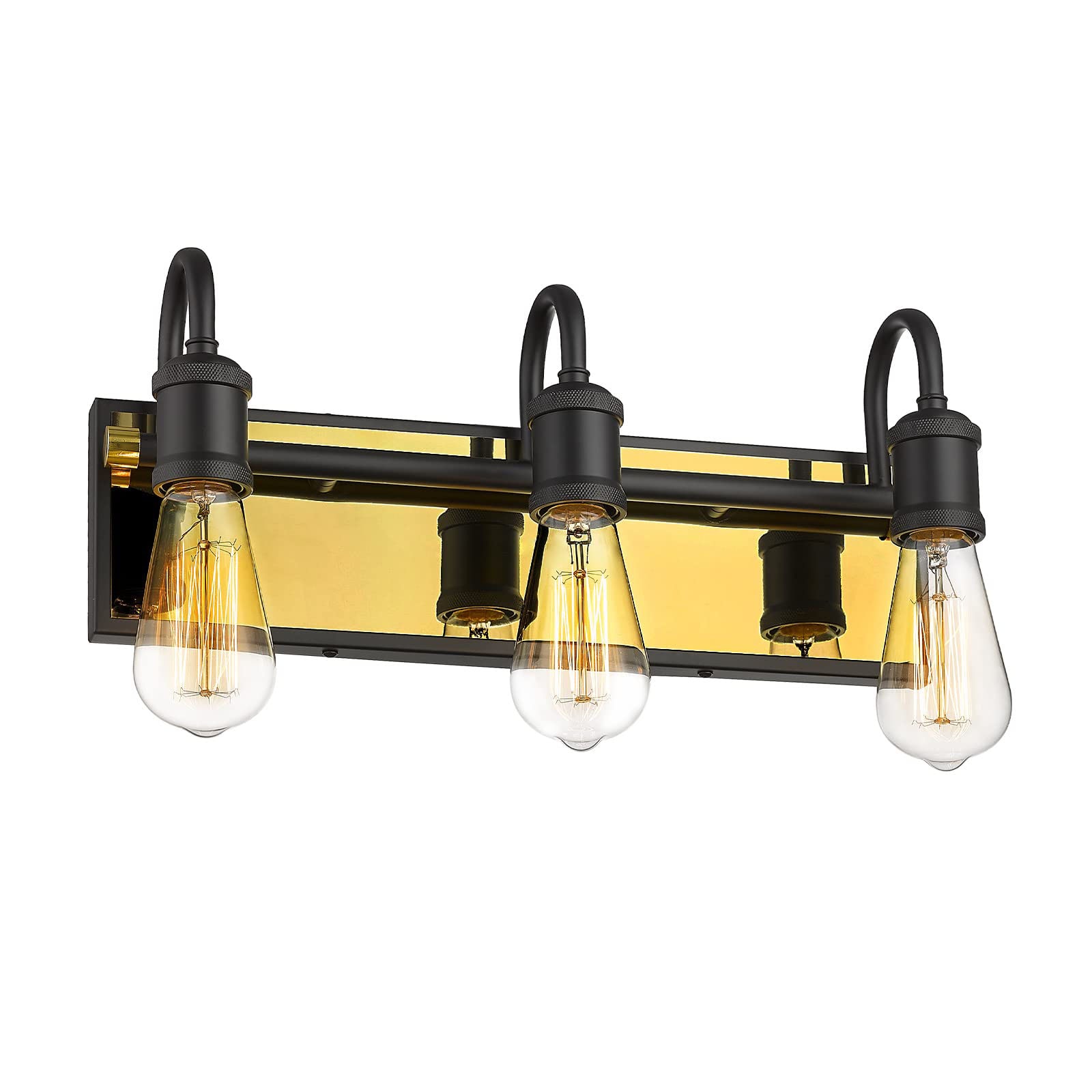 LTMATE LSJE259B-3W BK+BG JAZAVA 16.8-in 3 -Light Matte Black Modern/contemporary Vanity light