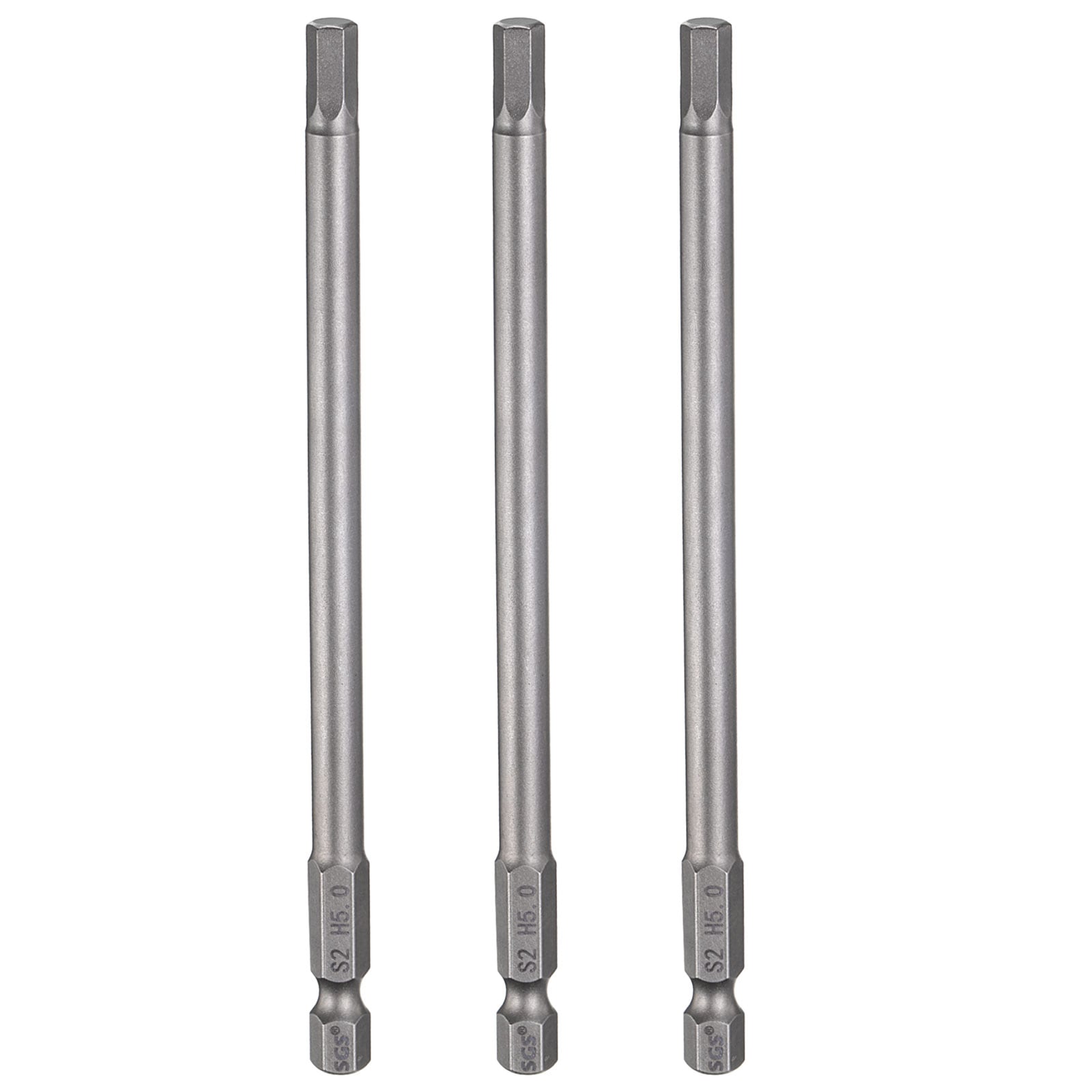 Harfington 3pcs H5.0 Hex Head Drill Bit Wrench 5mm Metric Flat Tip 1/4inch Hex Shank 150mm (6inch) Long Magnetic Hexagonal Screw Driver Socket Industrial Screwdriver Power Bits