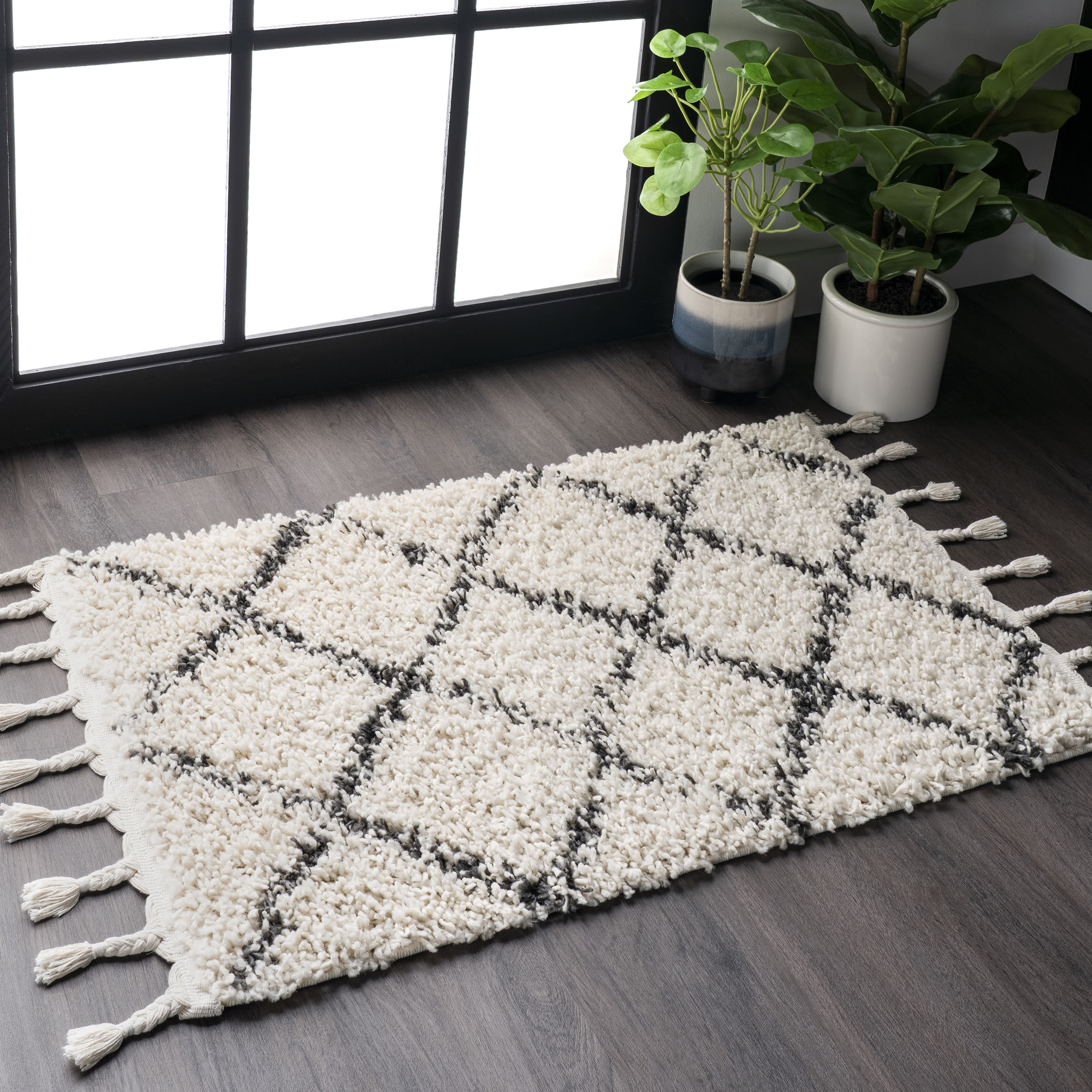 nuLOOM GCDI08A-53077 5 x 8 (ft) Loomed Polypropylene Off White Rectangular Indoor Geometric Moroccan Area rug