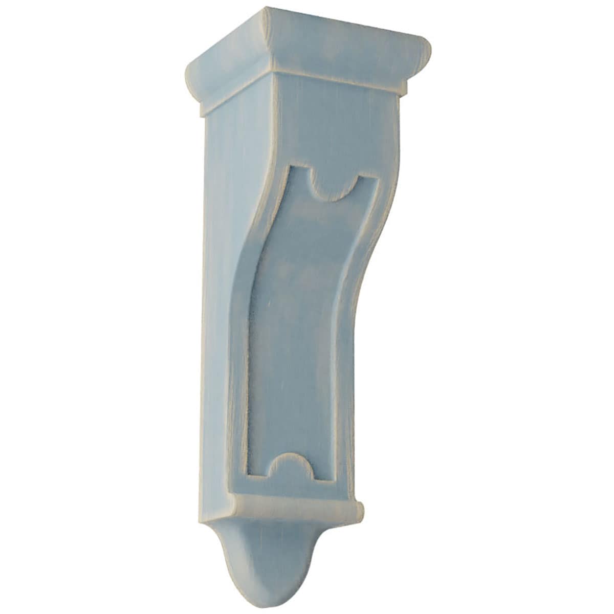 Ekena Millwork CORWD04X04X12ARBU 4-in x 4-in x 12-in Vintage Decor Finished Rubberwood Blue Wood Paintable/Stainable Corbel