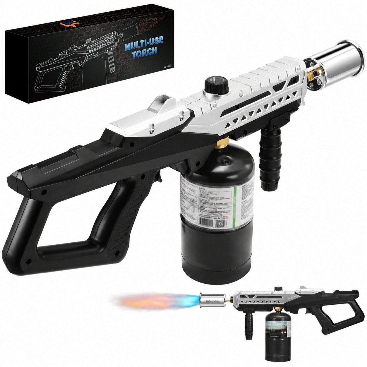 Justincity  Propane Grill Torch Gun Adjustable Flame 800000 BTU Cooking Torch Head for BBQ Searing Steak Charcoal Campfire Wood Grills Lighter