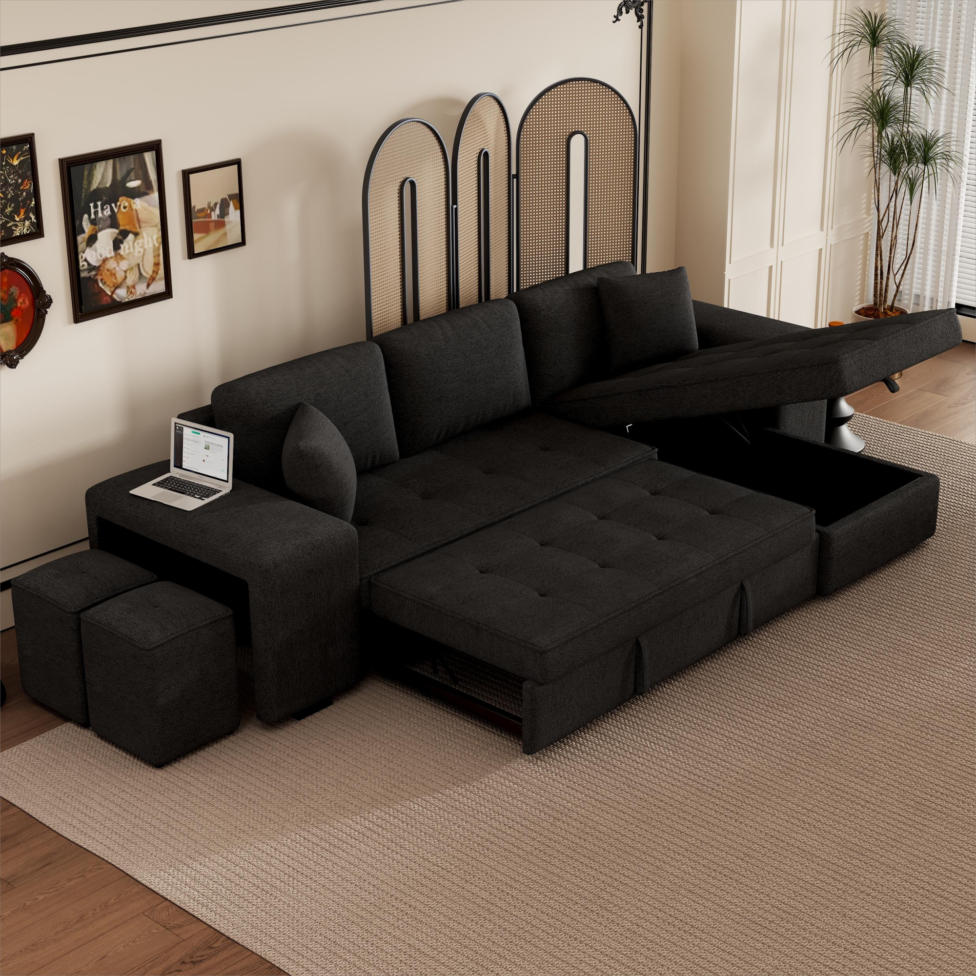 ModernLuxe L-SG000432AAN 58.50-in Modern Charcoal grey Faux leather Sofa