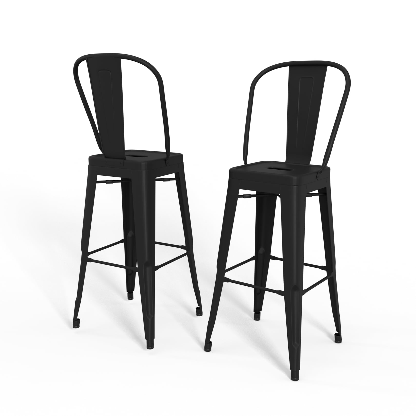 Simpli Home AXCFLEBS30-GBL Fletcher 2 -Set Black 29.92-in H Bar height Square seat Metal Bar Stool and Back