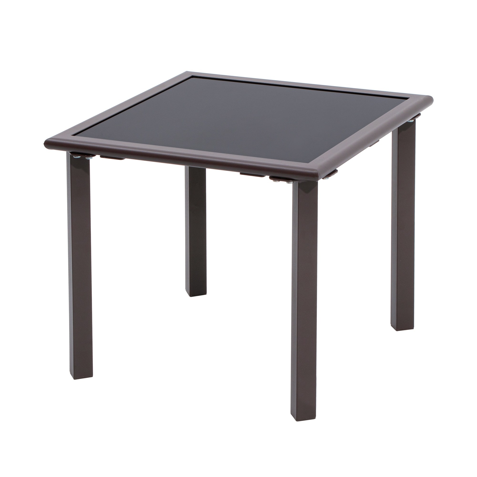 Crestlive Products CL-TB008BRN Aluminum Patio Side Table Square Outdoor End Table 15.7-in W x 15.7-in L