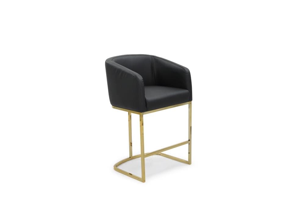 Chic Home Design FCS9472-LW Tess Black Small Upholstered Wood Bar Stool with Arms & Back