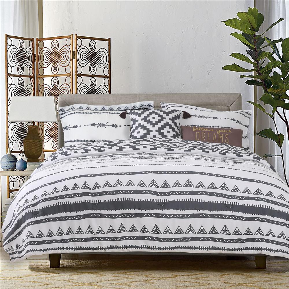 Aqua Blue Gray Grey Geometric 5 pc Comforter Set Twin XL Full Queen Cal King Bed 