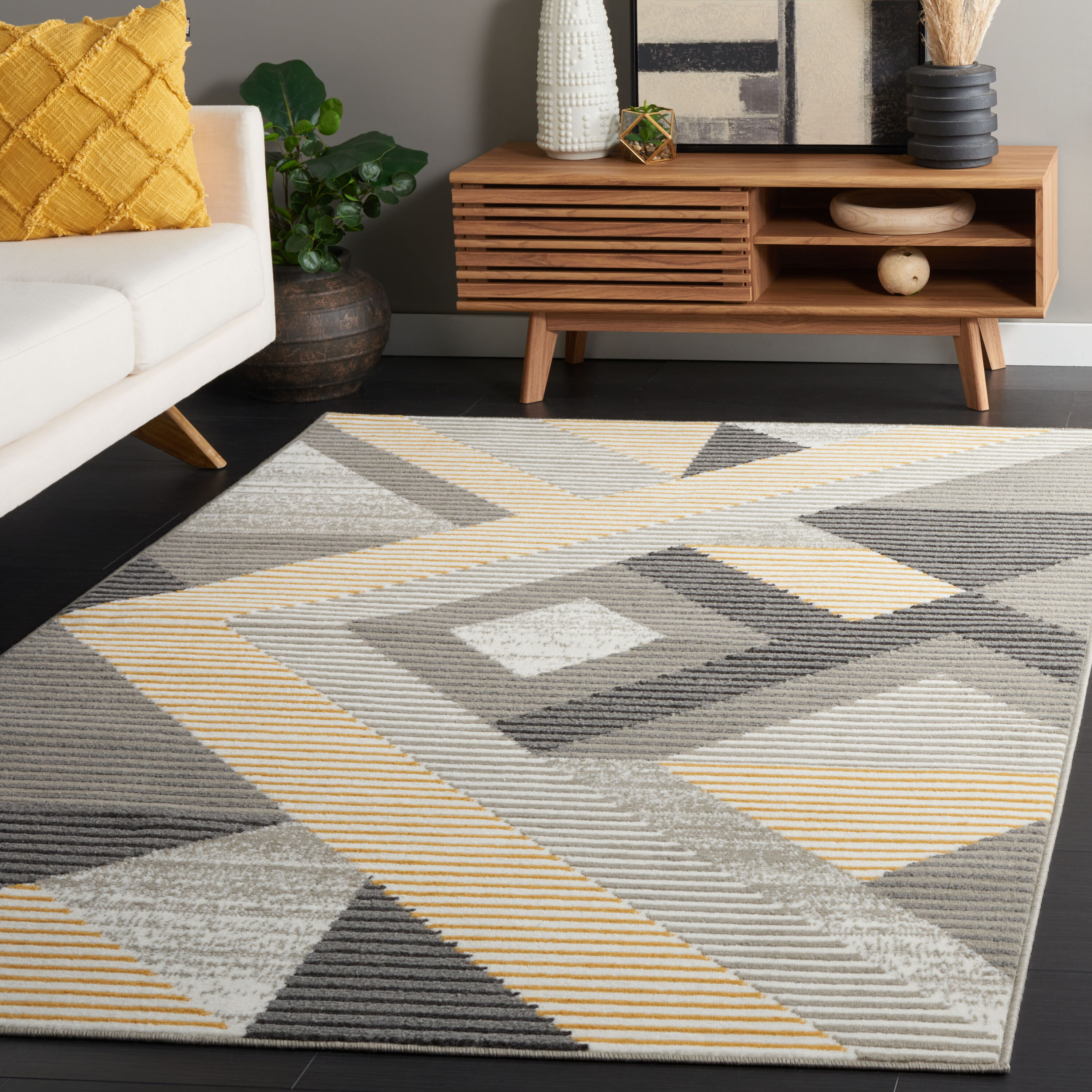 Pyramid 240F Grey/Ivory Gold 5 x 7 Rectangular Area rug