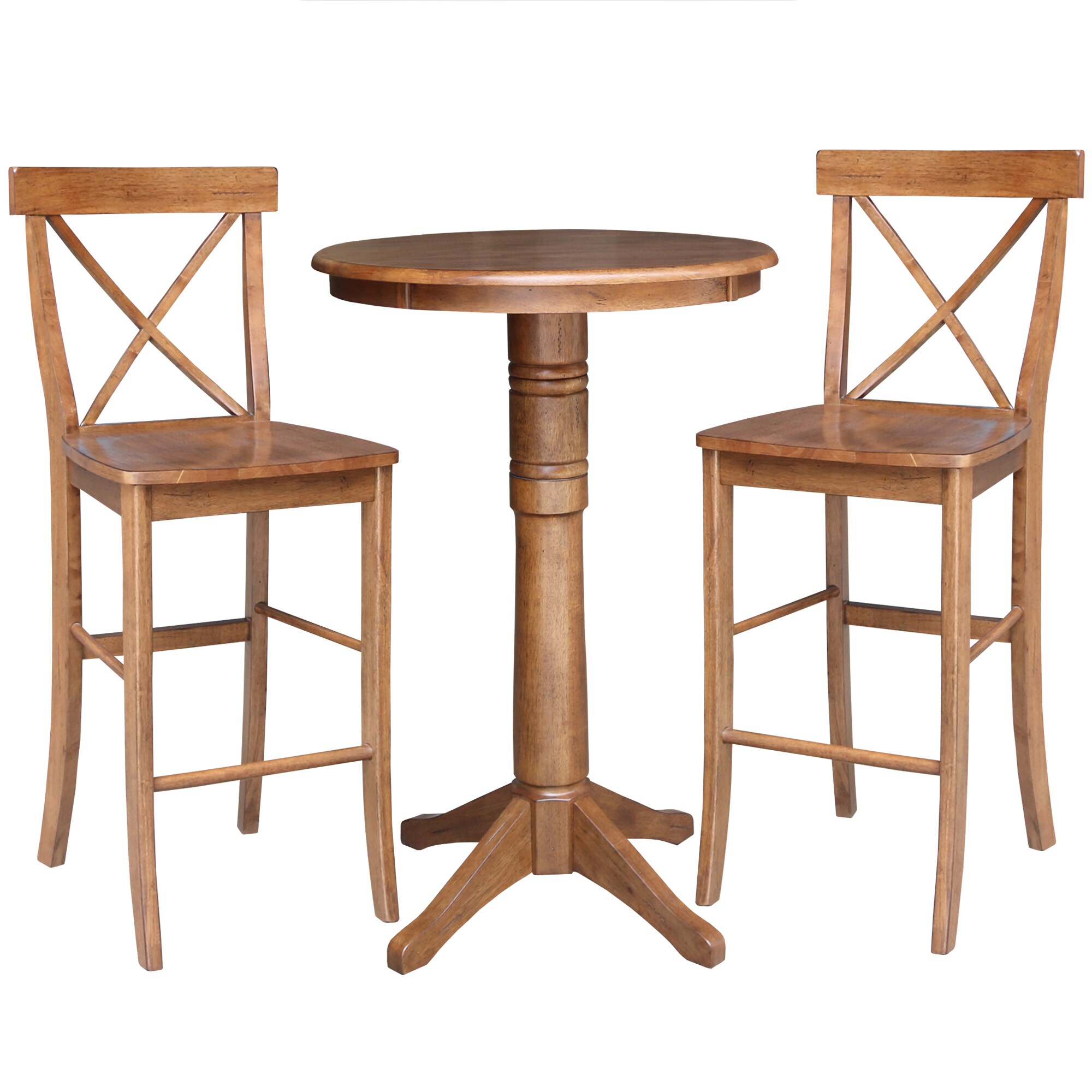 International Concepts K42-30RT-27B-S6133-2 Distressed oak Traditional Dining Room Set with Round Table ( Seats 2 )