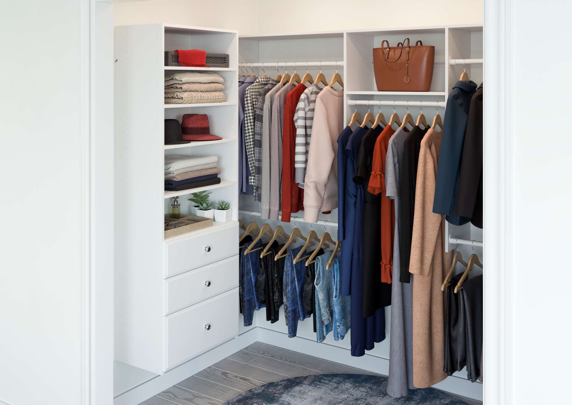 Easy Track 2.1-ft to 2.1-ft W x 7-ft H White Solid Shelving Wood Closet System