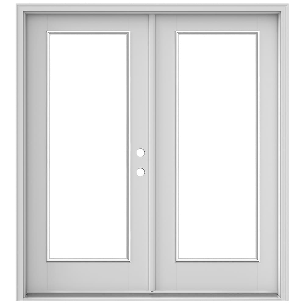72-in x 80-in Low-e Primed Fiberglass French Left-Hand Inswing Double Patio Door Brickmould Included in Off-White | - JELD-WEN JW235000043