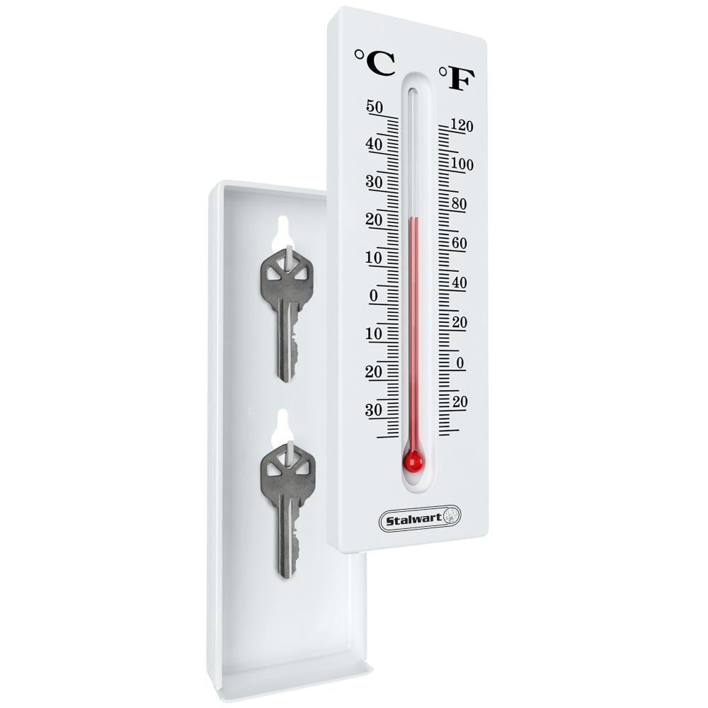 Hastings Home Hide a Key for House, Car, and Safe Keys - Wall Mount  Thermometer with Key Storage, White Plastic, Indoor/Outdoor Use, Holds 2  Keys