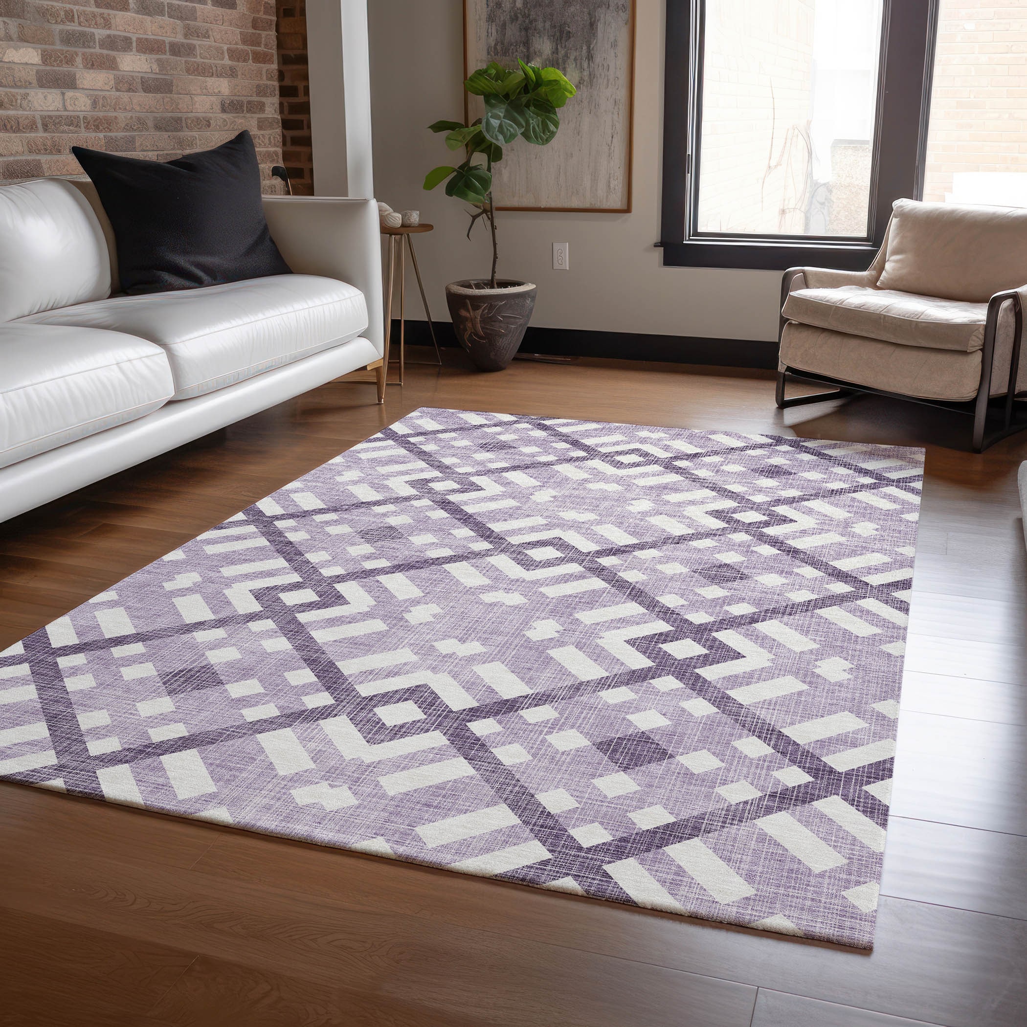 Addison Rugs ACN616PP5X8 Chantille ACN616PP 5 x 7 (ft) Polyester Purple Rectangular Indoor/Outdoor Abstract Machine washable Area rug