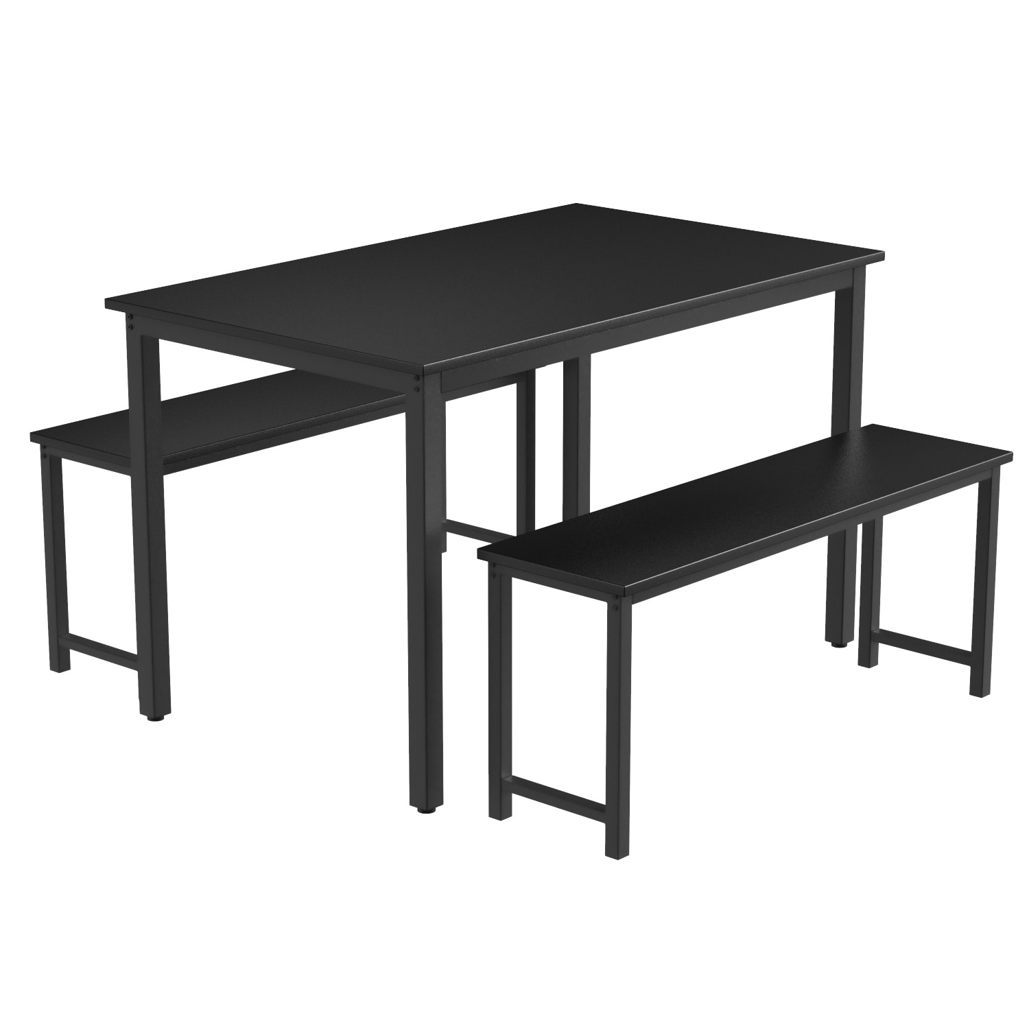 CASAINC LJR-W36817585 3-Pieces farmhouse kitchen table-Set Black Contemporary/Modern Dining Room Set with Rectangular Table (Seats 6)