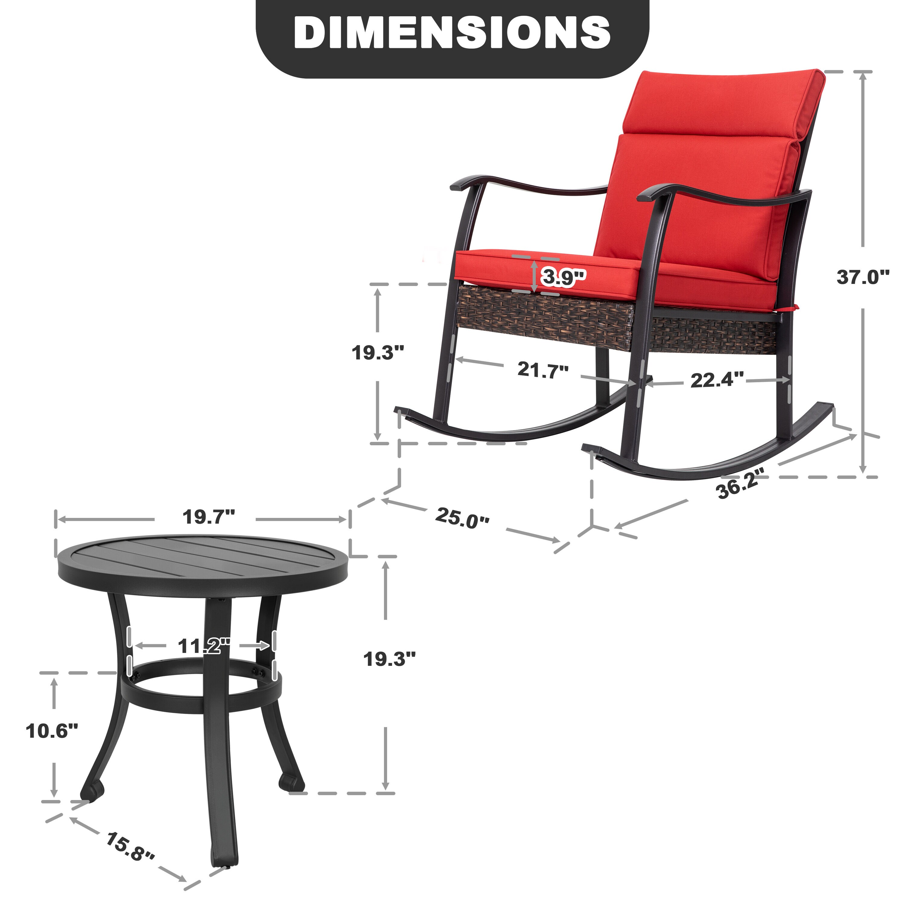 Nuu Garden RS113RD-T130 Patio-Conversation-Sets - View #4