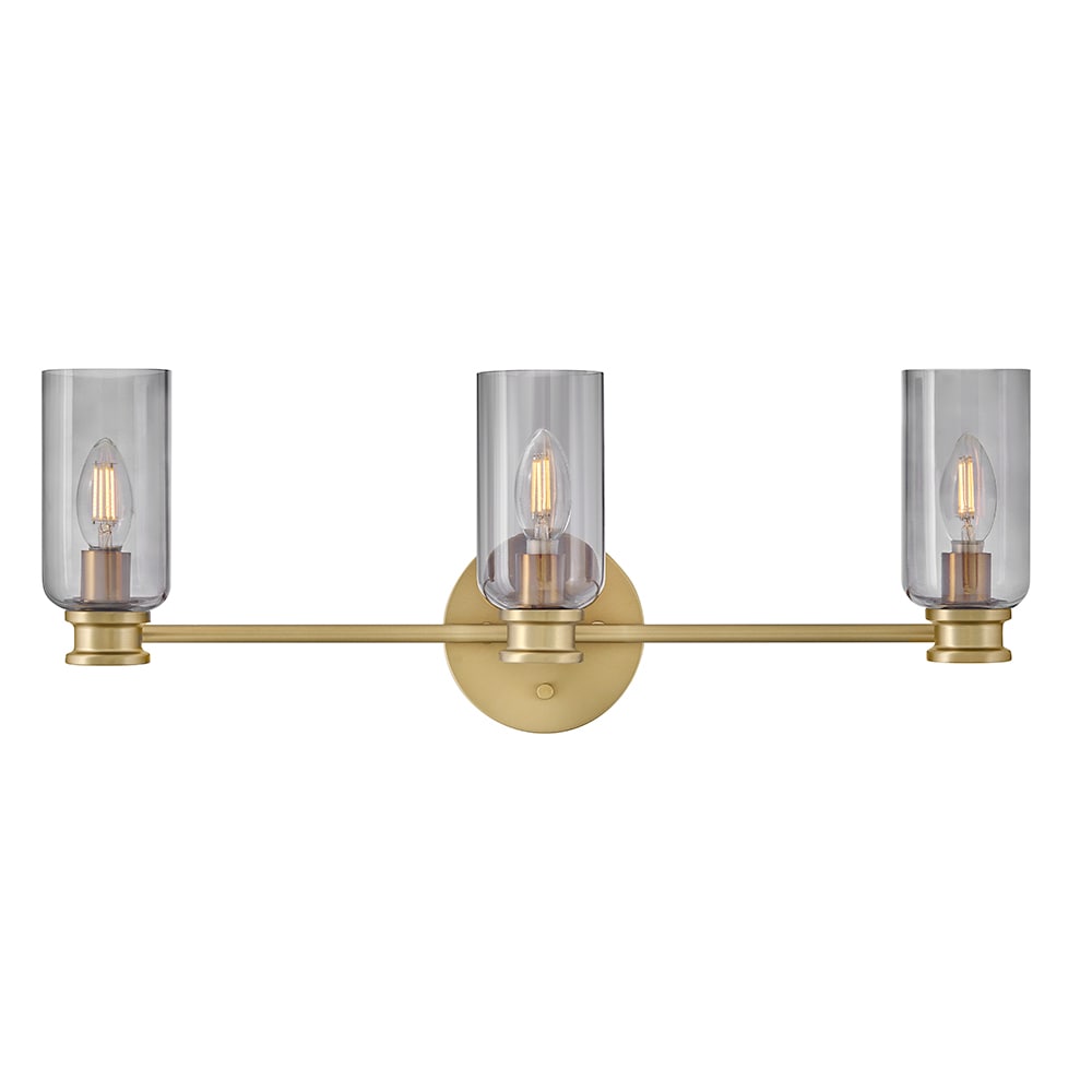 Lark 85613LCB-SM Naomi 24-in 3 -Light Polished Brass Transitional Vanity light