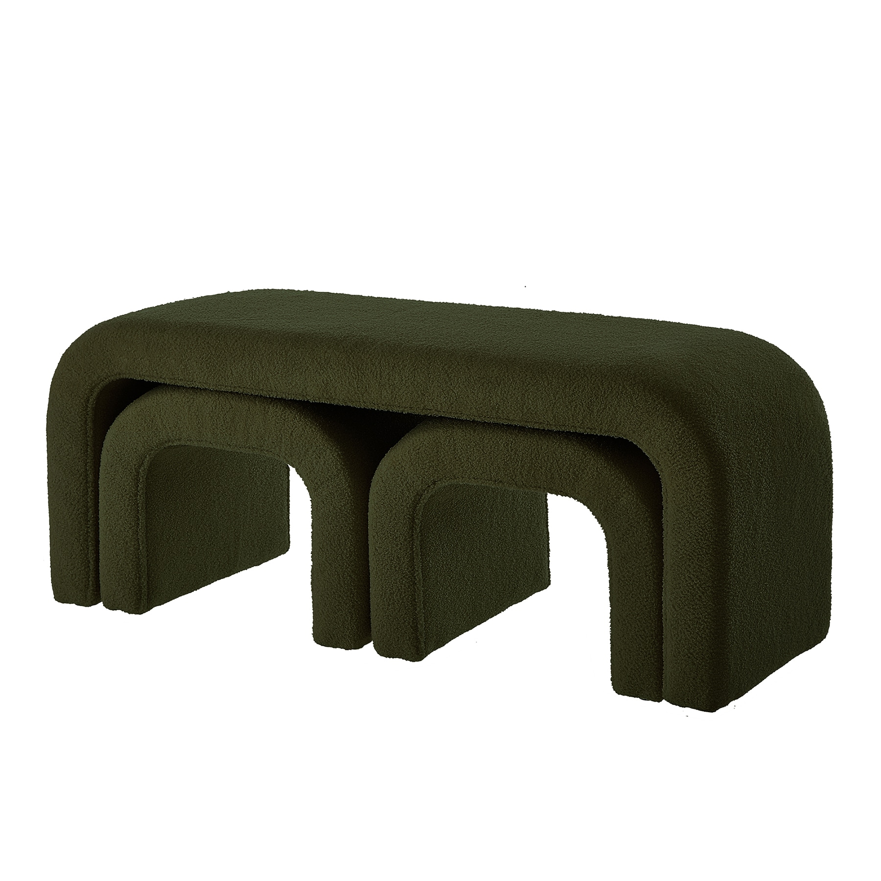 SINOFURN - Modern Ivory Accent Bench 66.3-in x 20.9-in x 24.8-in