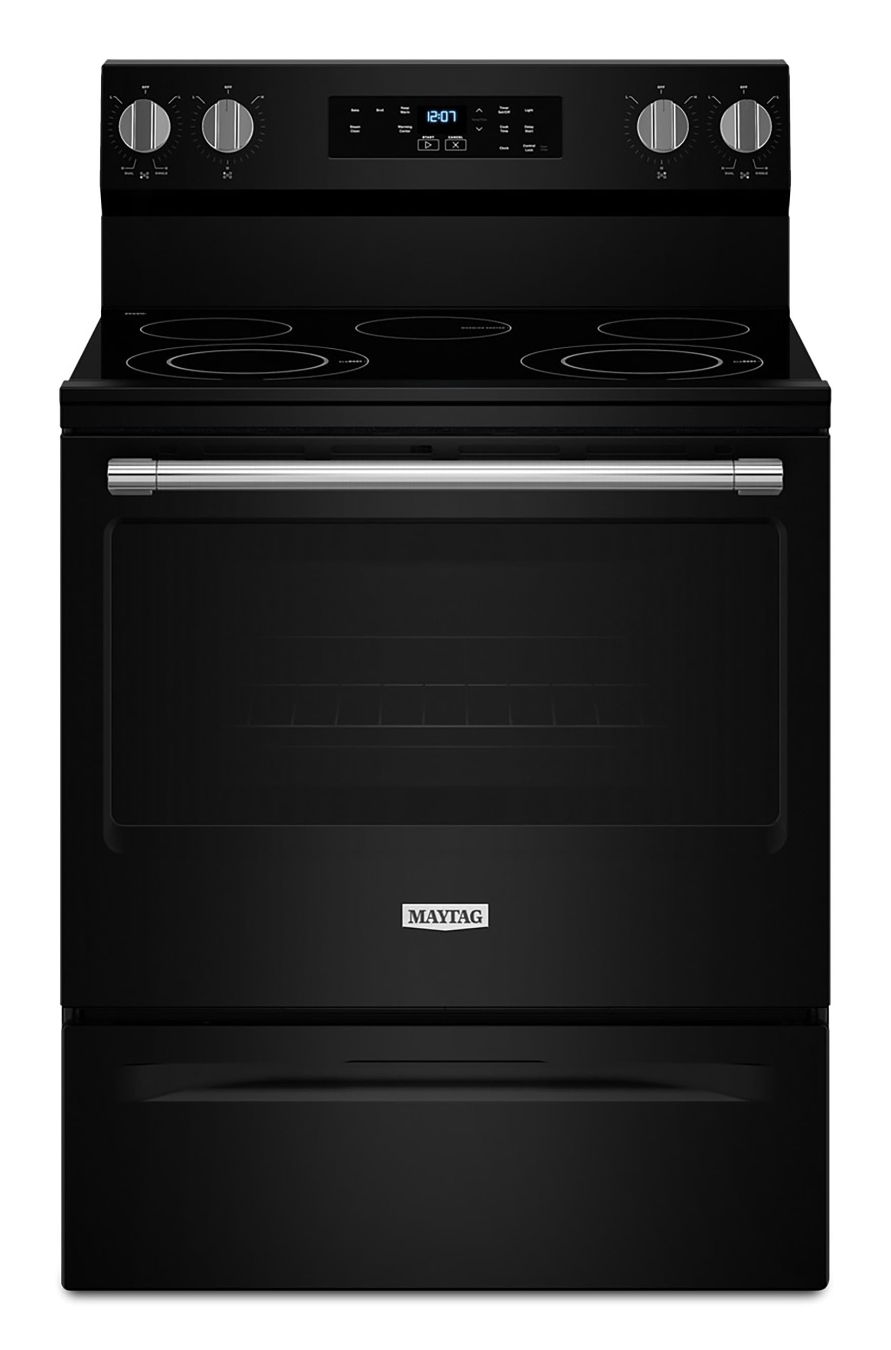 Maytag MFES4030RB 30-in Glass Top 5 burners 5.3-cu ft Freestanding Electric Range ( Black )