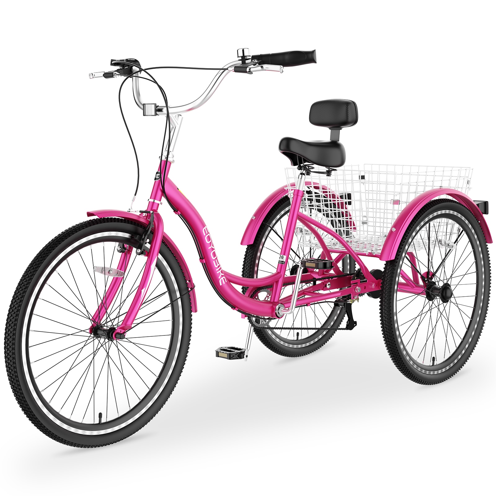 MOONCOOL  7 Speed Adult Tricycles 26 Inch Wheels Low Step Through Three Wheel Cruiser Bike for Women Men Seniors Pink