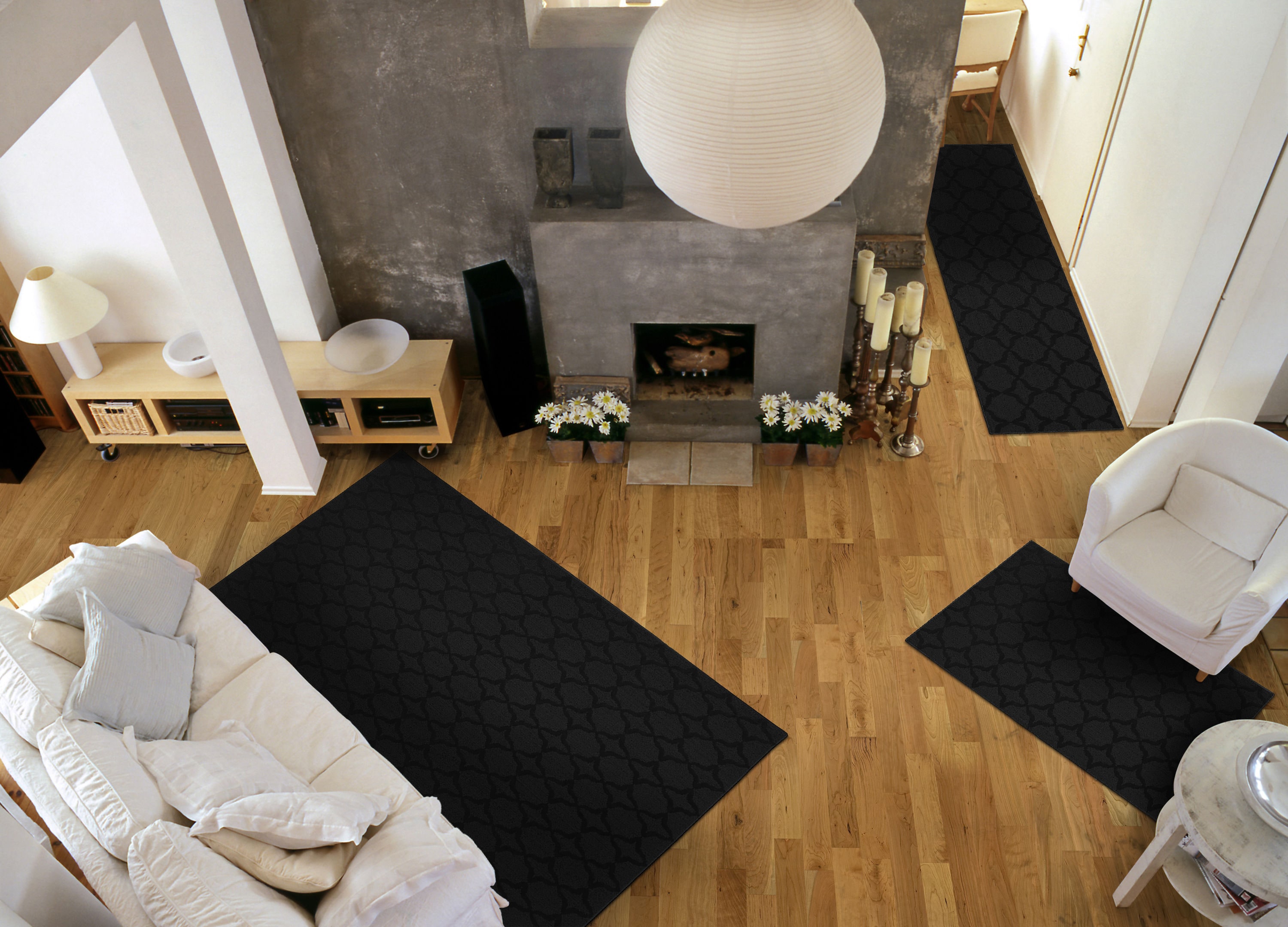 Garland Rug CL100N3P0315 Sparta Multiple sizes (ft) Tufted Polypropylene Black Rectangular Indoor Geometric Farmhouse/Cottage Rug set